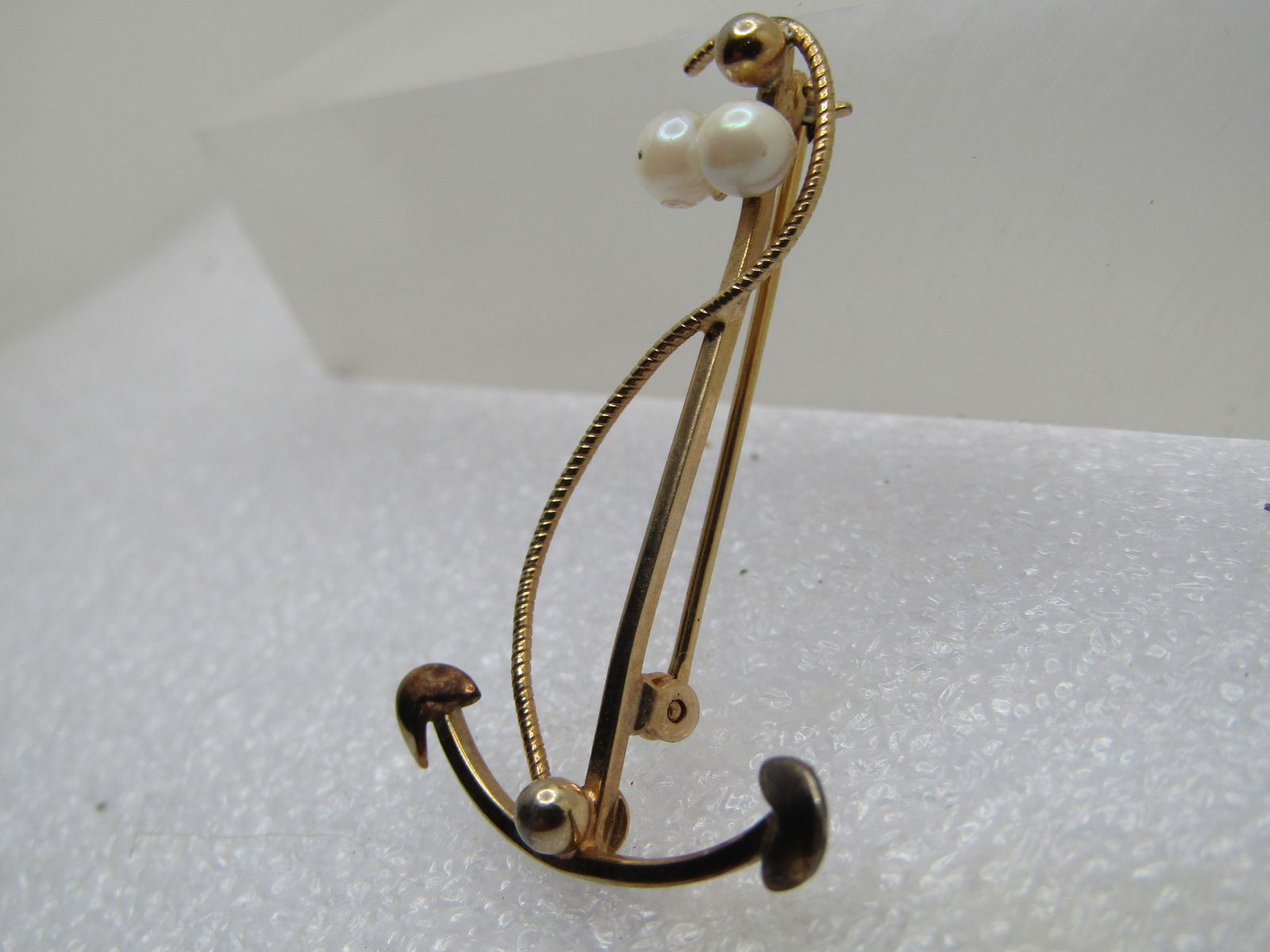 Vintage Anchor & Faux Pearl Brooch, 1960's-1970's - 2
