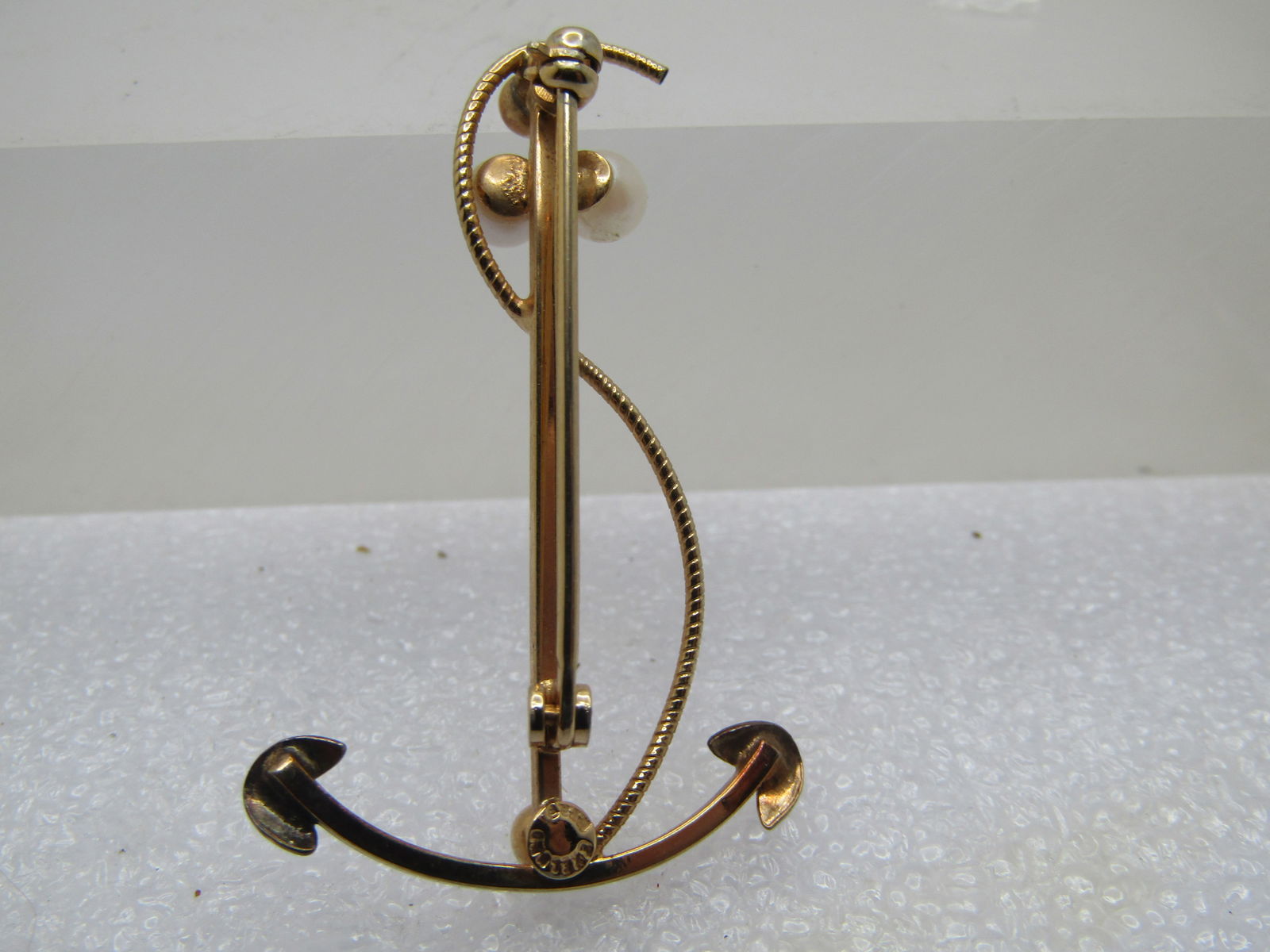 Vintage Anchor & Faux Pearl Brooch, 1960's-1970's - 4