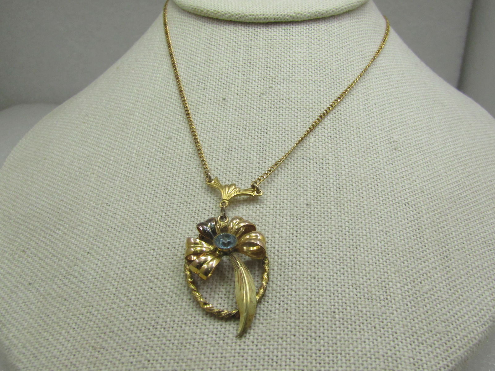 Vintage 12kt G.F. Rhinestone Lavalier Necklace, 18" - 2