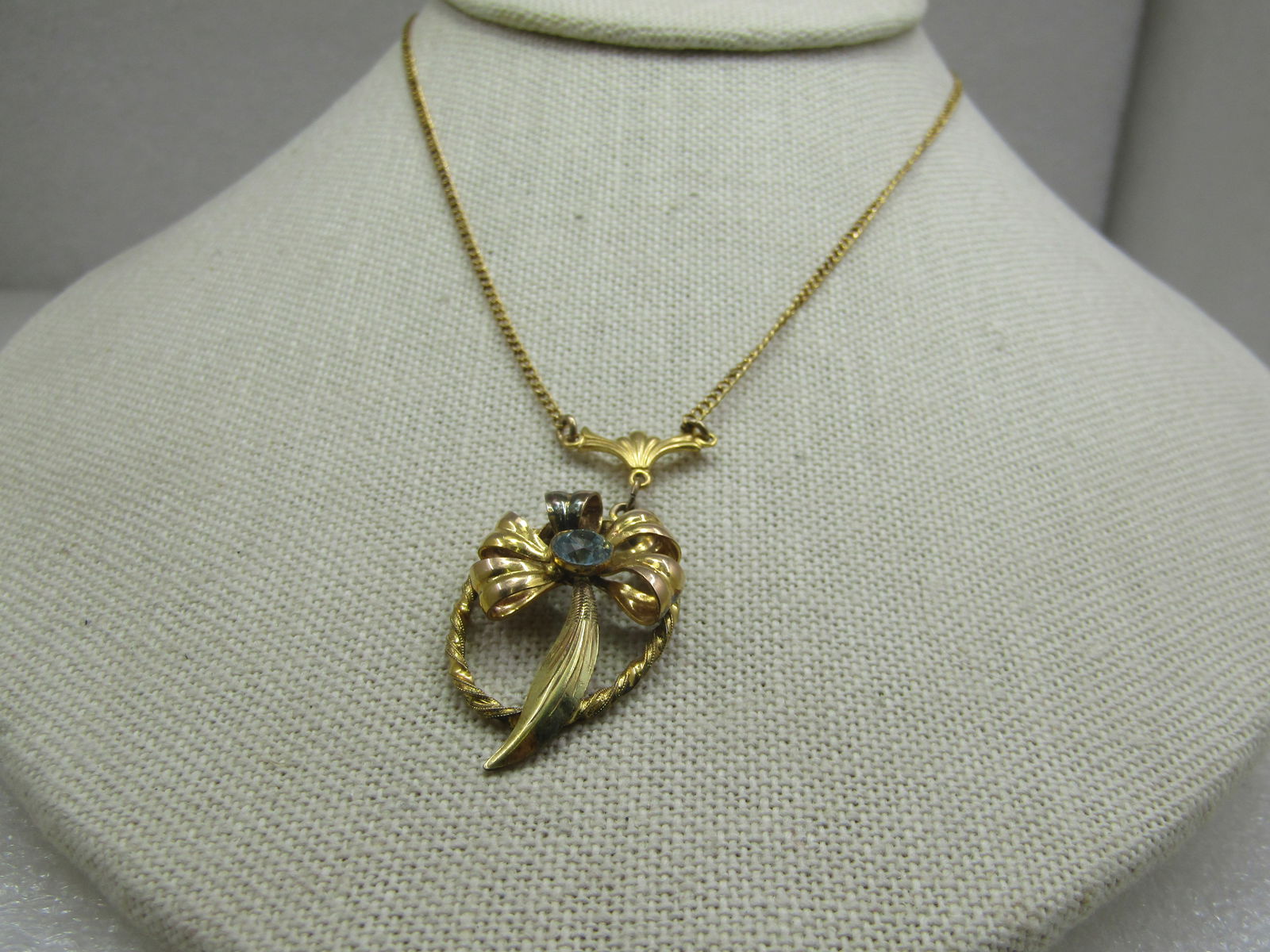 Vintage 12kt G.F. Rhinestone Lavalier Necklace, 18" - 4