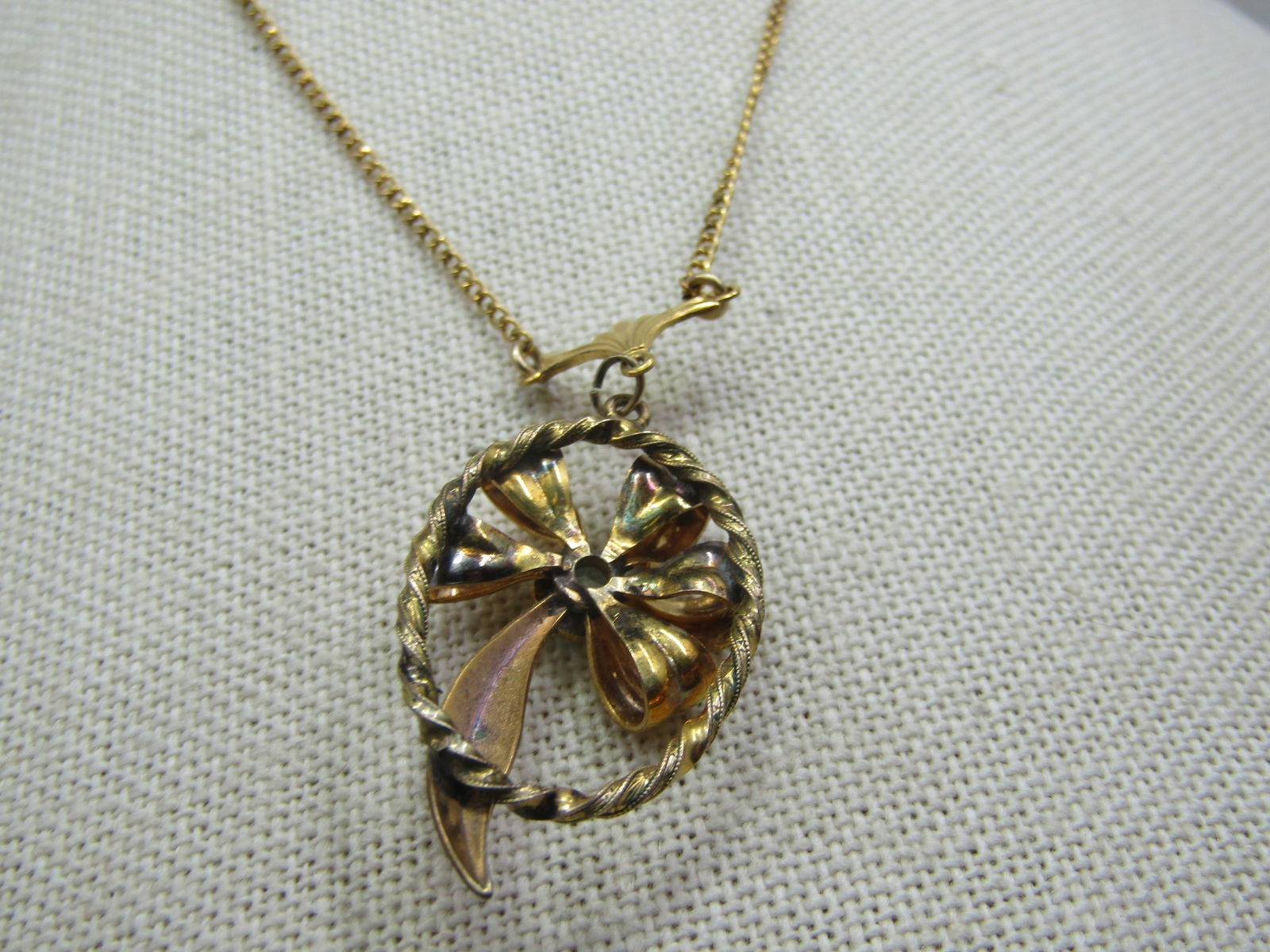 Vintage 12kt G.F. Rhinestone Lavalier Necklace, 18" - 5