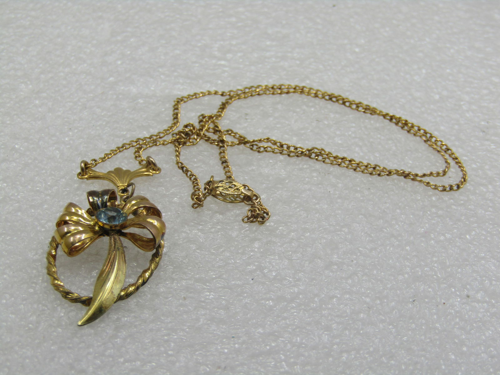 Vintage 12kt G.F. Rhinestone Lavalier Necklace, 18" - 7