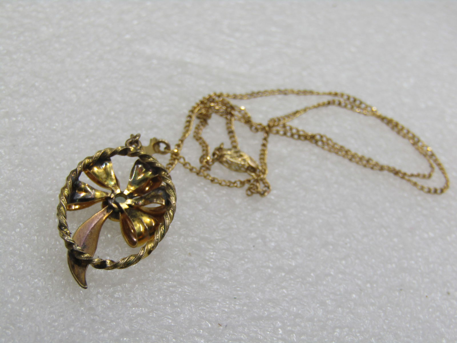 Vintage 12kt G.F. Rhinestone Lavalier Necklace, 18" - 8