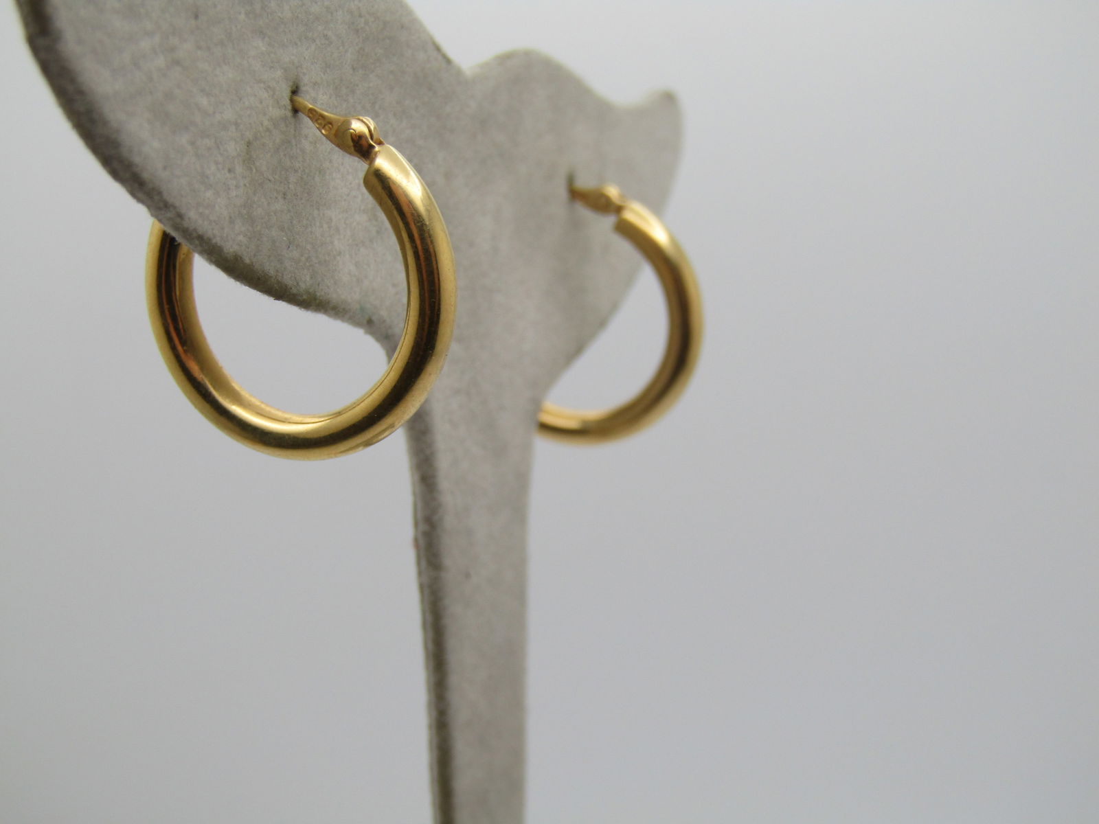 Vintage Sterling Vermeil Hoop Earrings, Pierced, 7/8", 1980's-1990's. Signed TGGC - 2