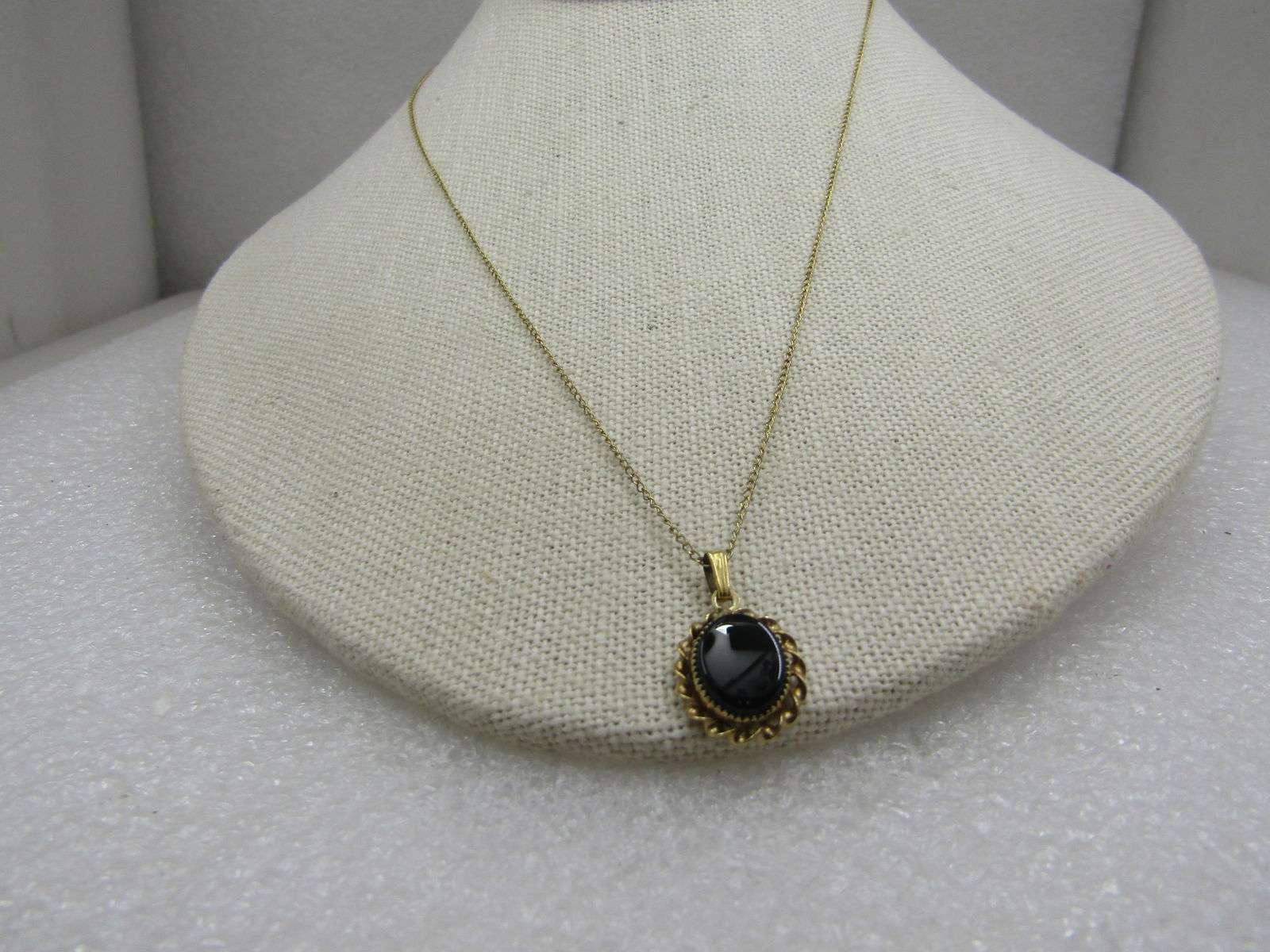 Vintage 12kt G.F. Onyx Necklace, 18", 1960's-1970's Signed - 2