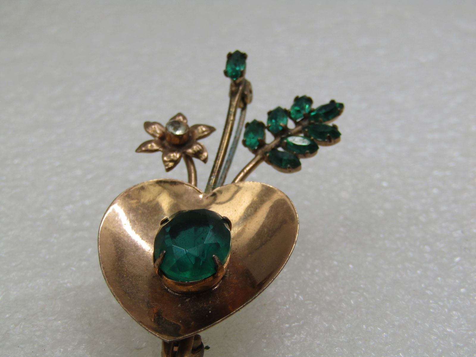 Vintage Coro Sterling Vermeil Floral Brooch, Rhinestones, 3", 1940's - 5