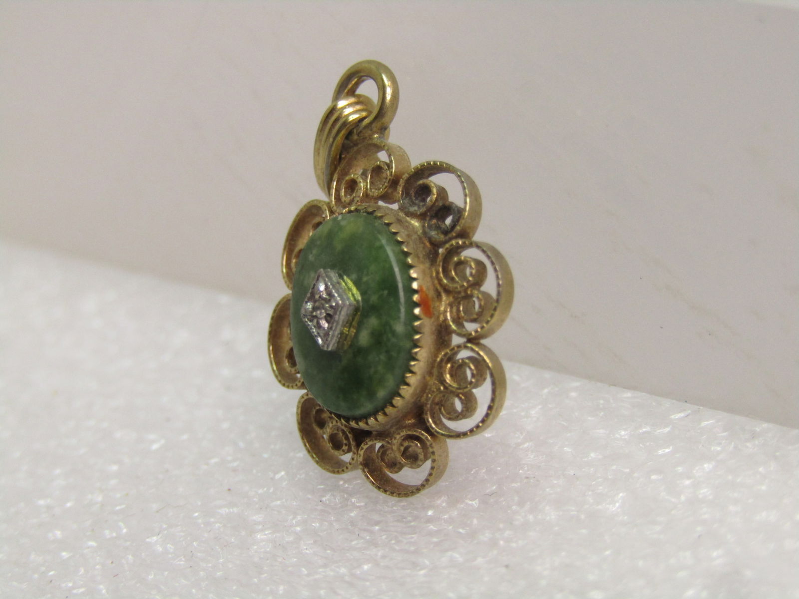 Vintage Catamore 12kt GF Agate Pendant with Diamond Chip. 1960's - 2