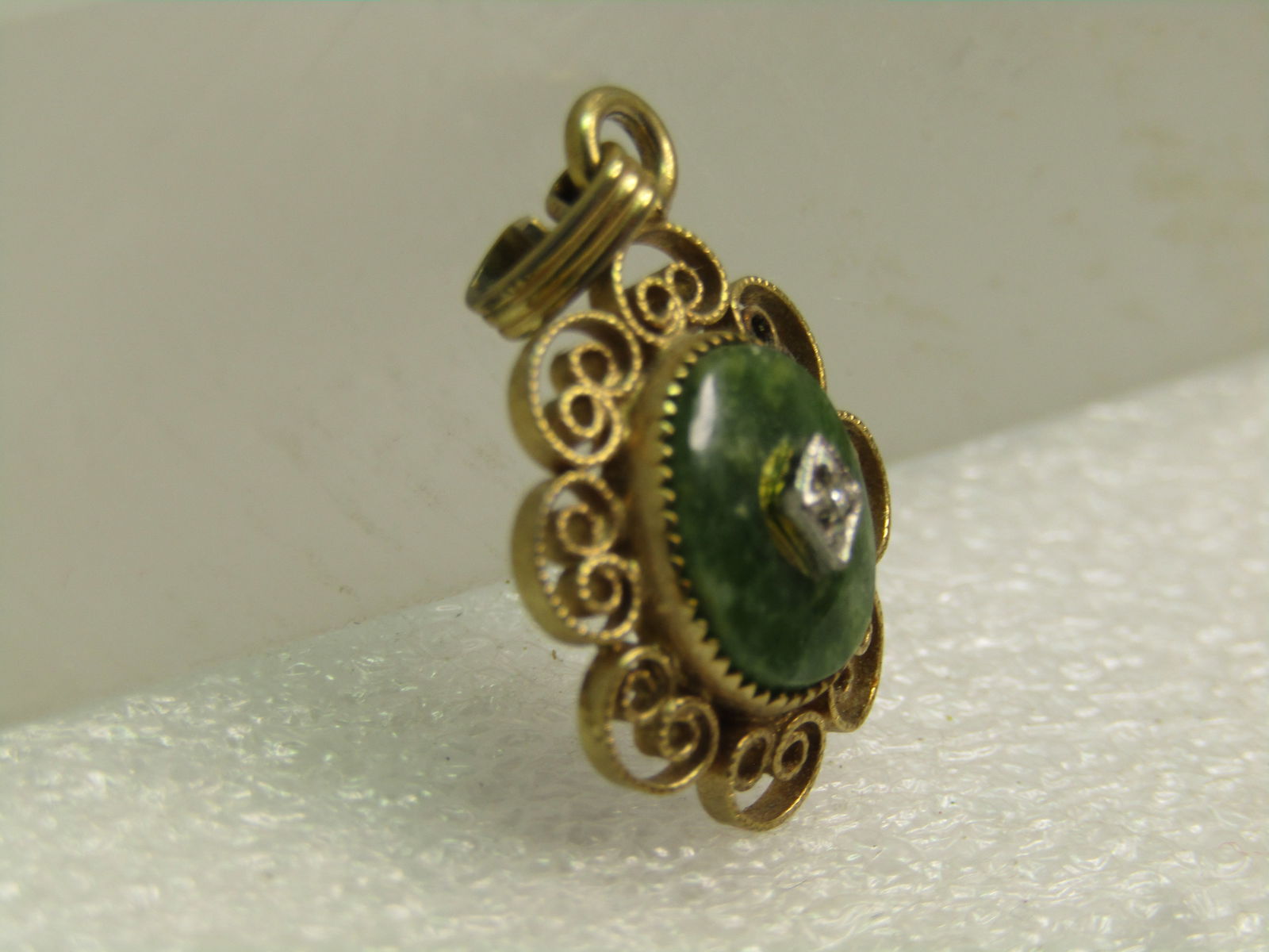 Vintage Catamore 12kt GF Agate Pendant with Diamond Chip. 1960's - 3