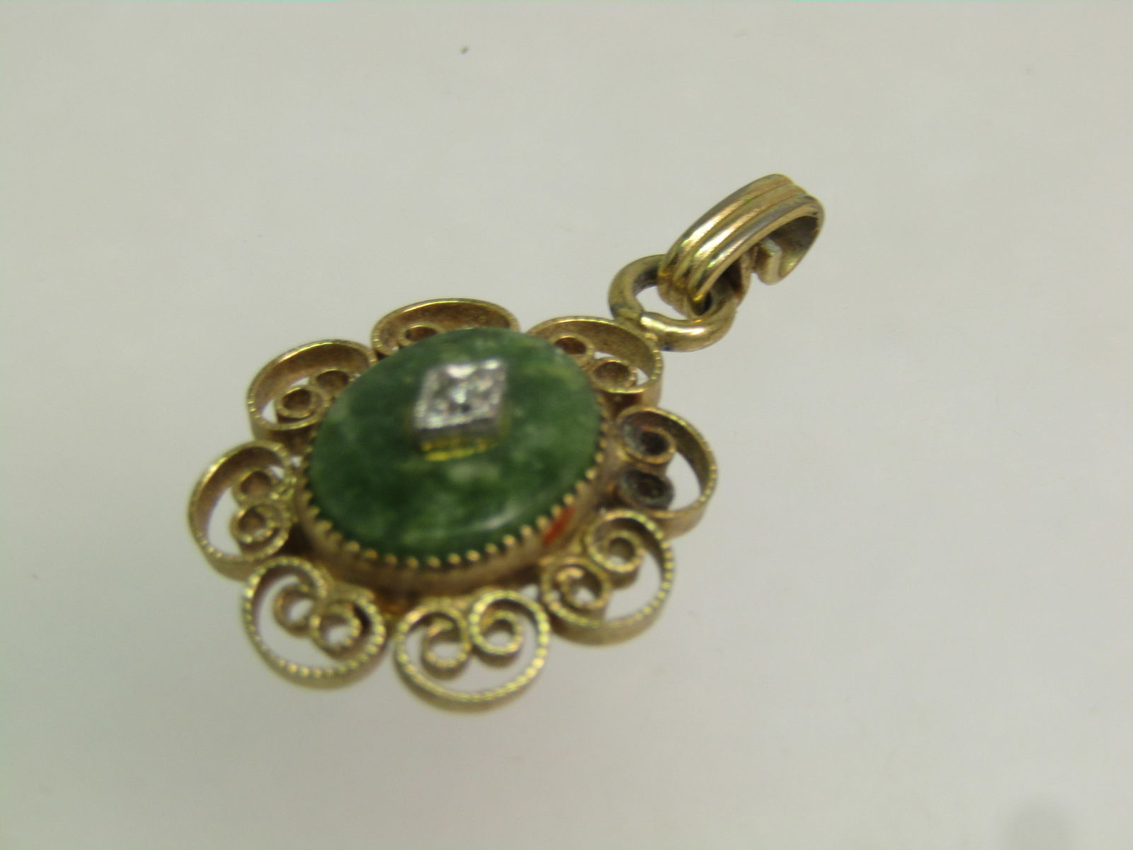 Vintage Catamore 12kt GF Agate Pendant with Diamond Chip. 1960's - 5