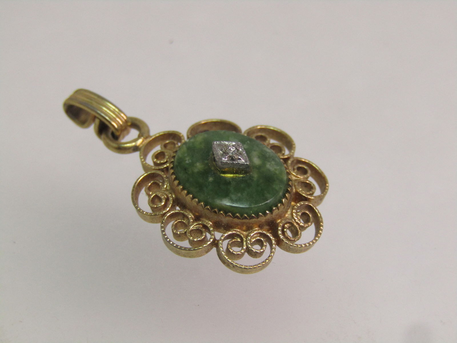 Vintage Catamore 12kt GF Agate Pendant with Diamond Chip. 1960's - 6