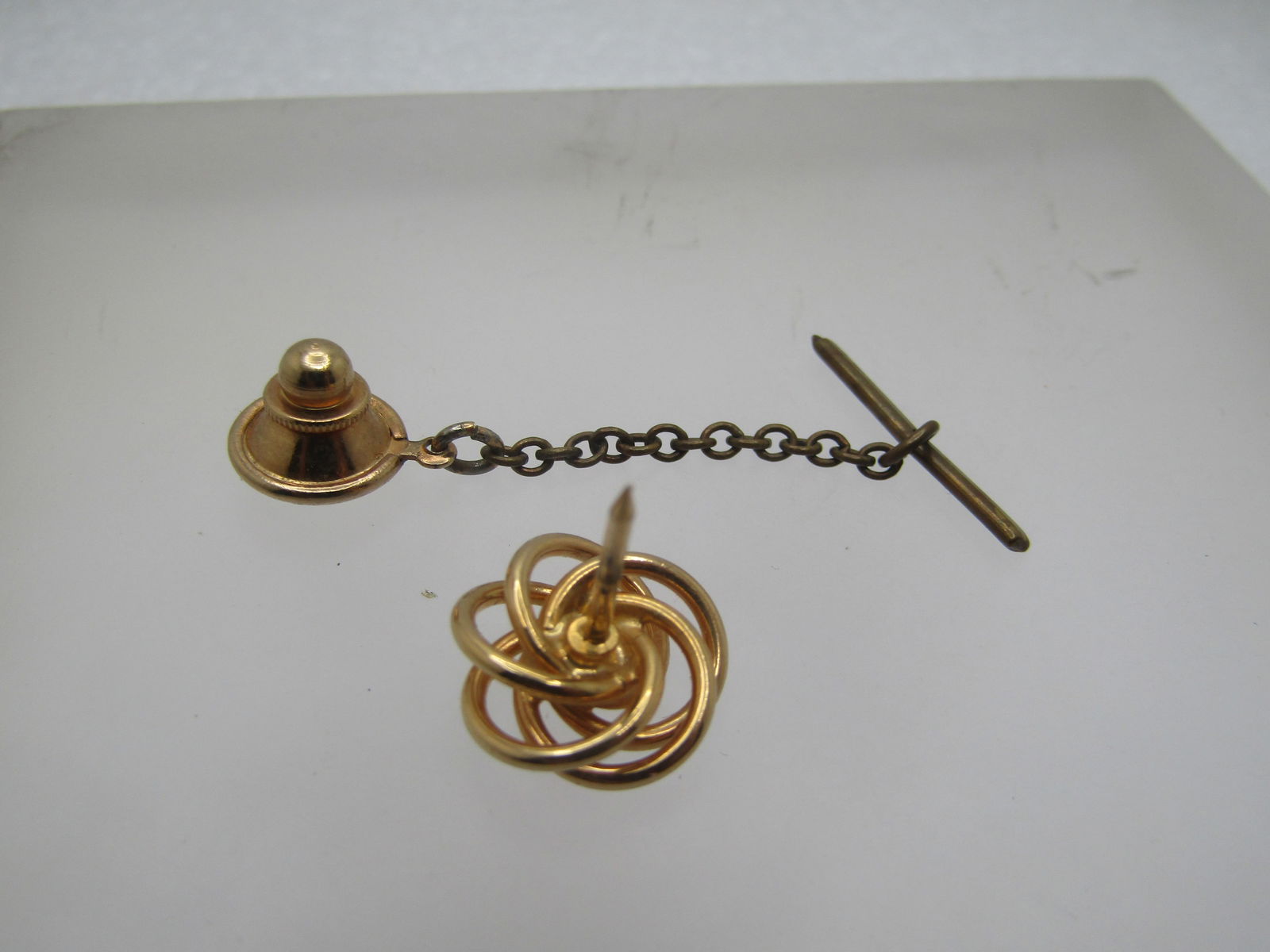 Vintage 12kt G.F. Bell Telephone Tie Clip & 3 Tie Tack Lot, 1940's-1960's - 11
