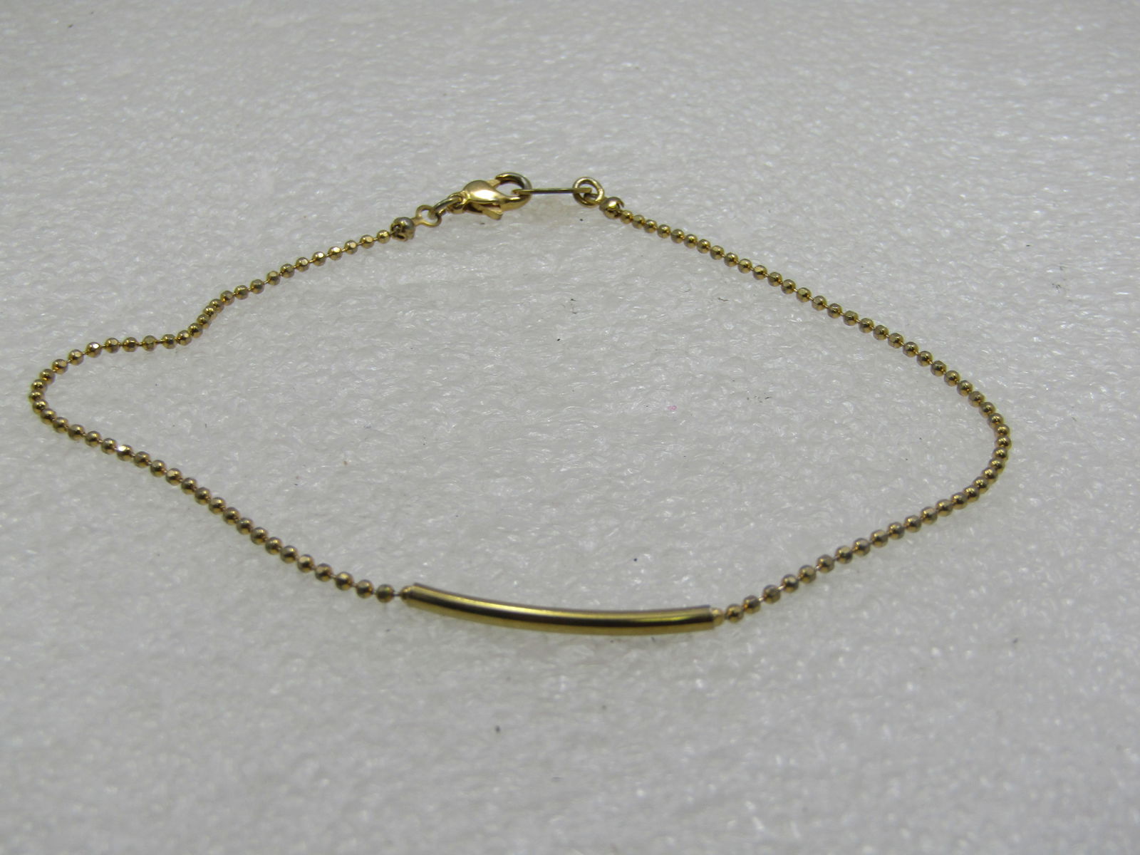 10kt G.F. Ankle Bracelet, Bead Link & Bar Center, 10" - 2