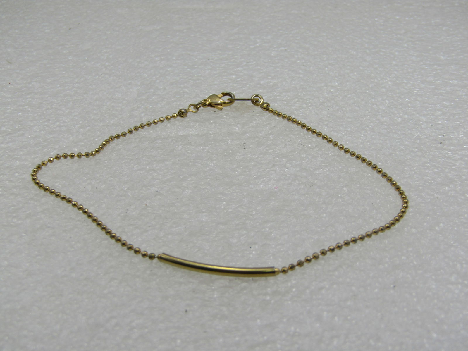 10kt G.F. Ankle Bracelet, Bead Link & Bar Center, 10" - 3