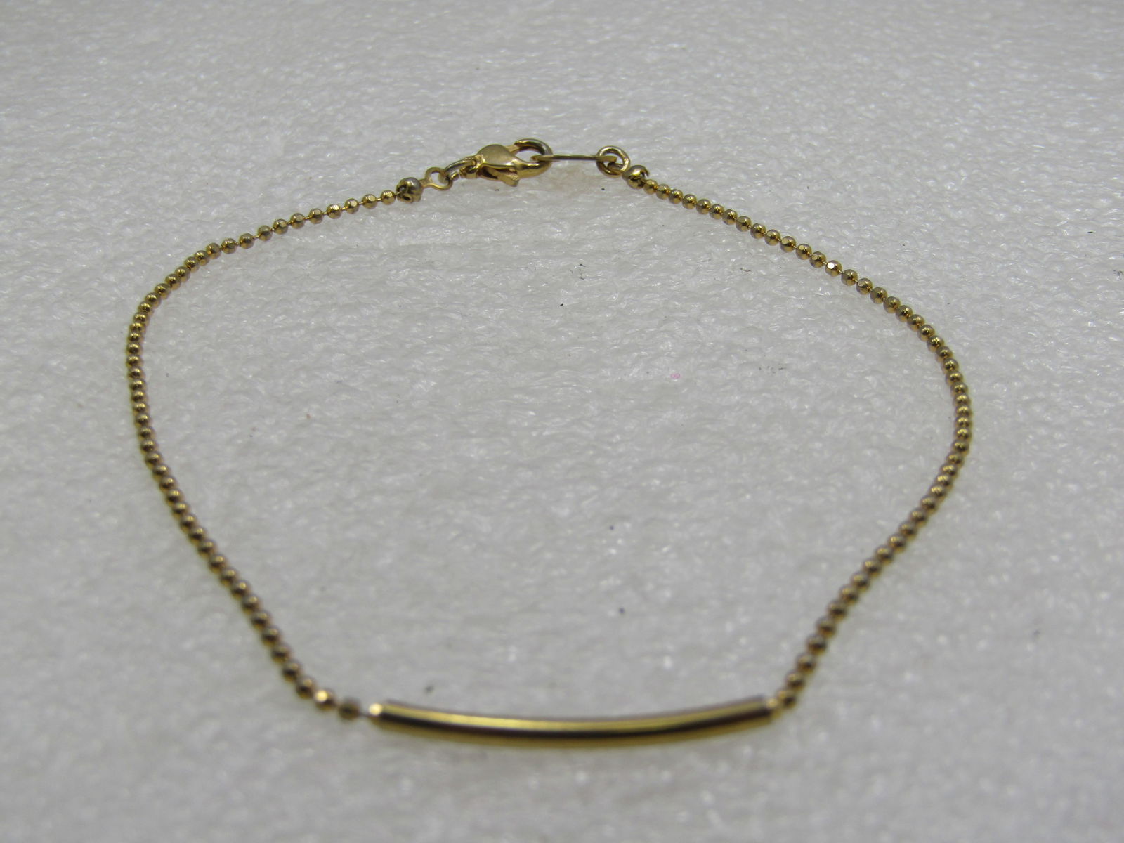 10kt G.F. Ankle Bracelet, Bead Link & Bar Center, 10" - 4