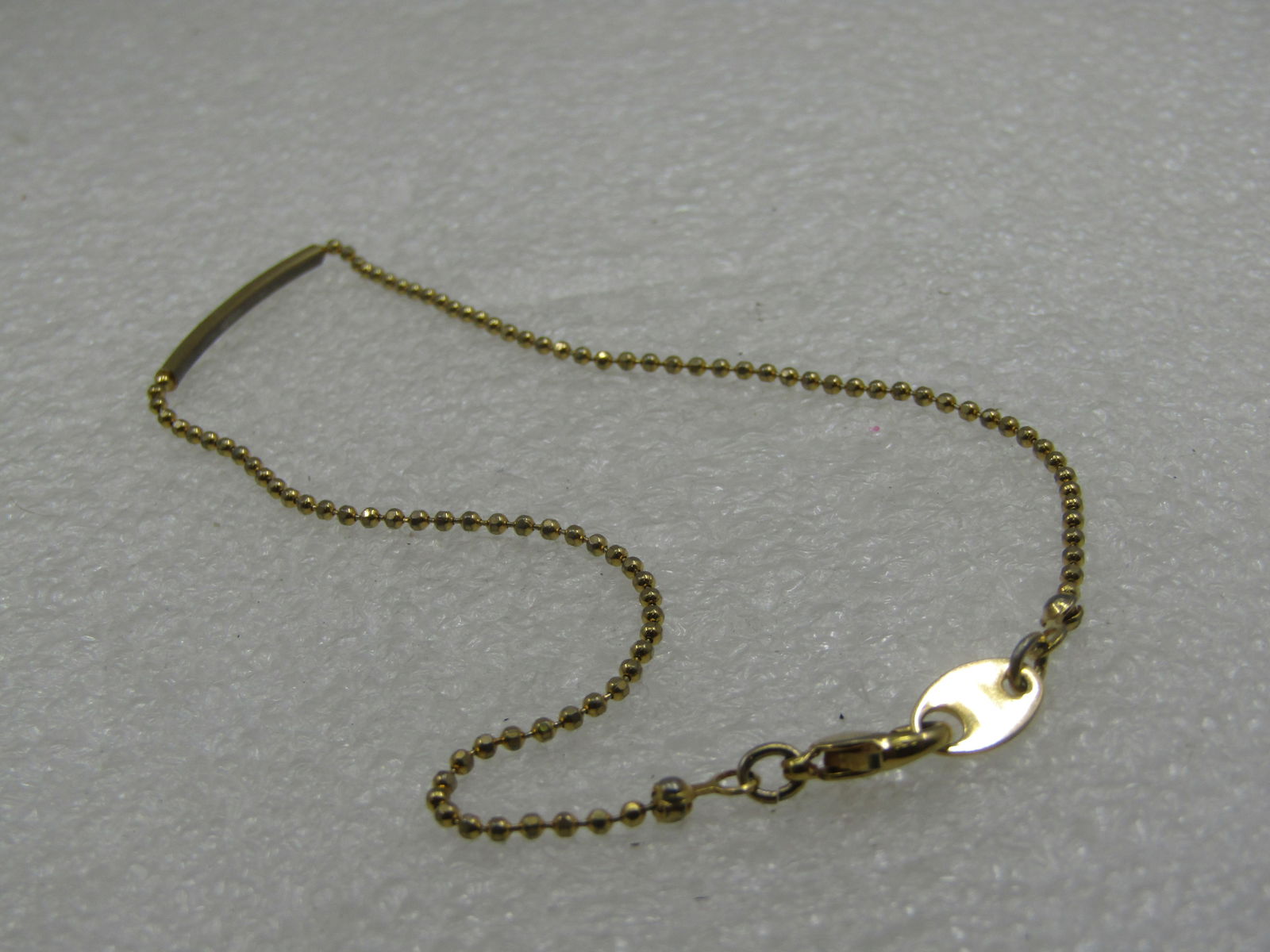 10kt G.F. Ankle Bracelet, Bead Link & Bar Center, 10" - 5