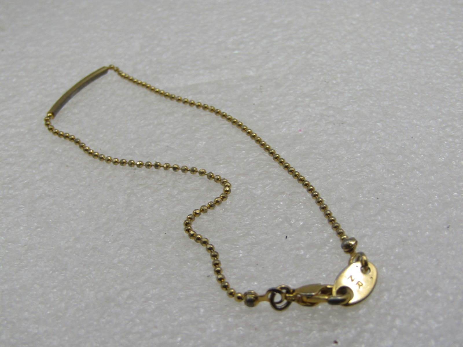 10kt G.F. Ankle Bracelet, Bead Link & Bar Center, 10" - 6