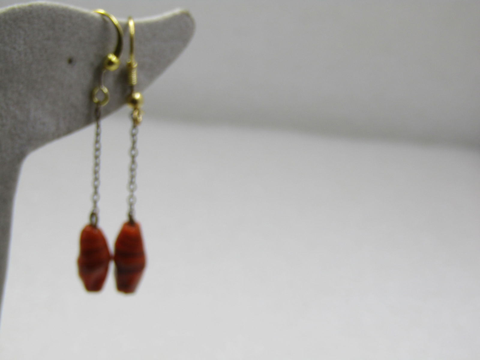 Vintage Orange Glass Beaded Dangle Pierced Earrings - 2