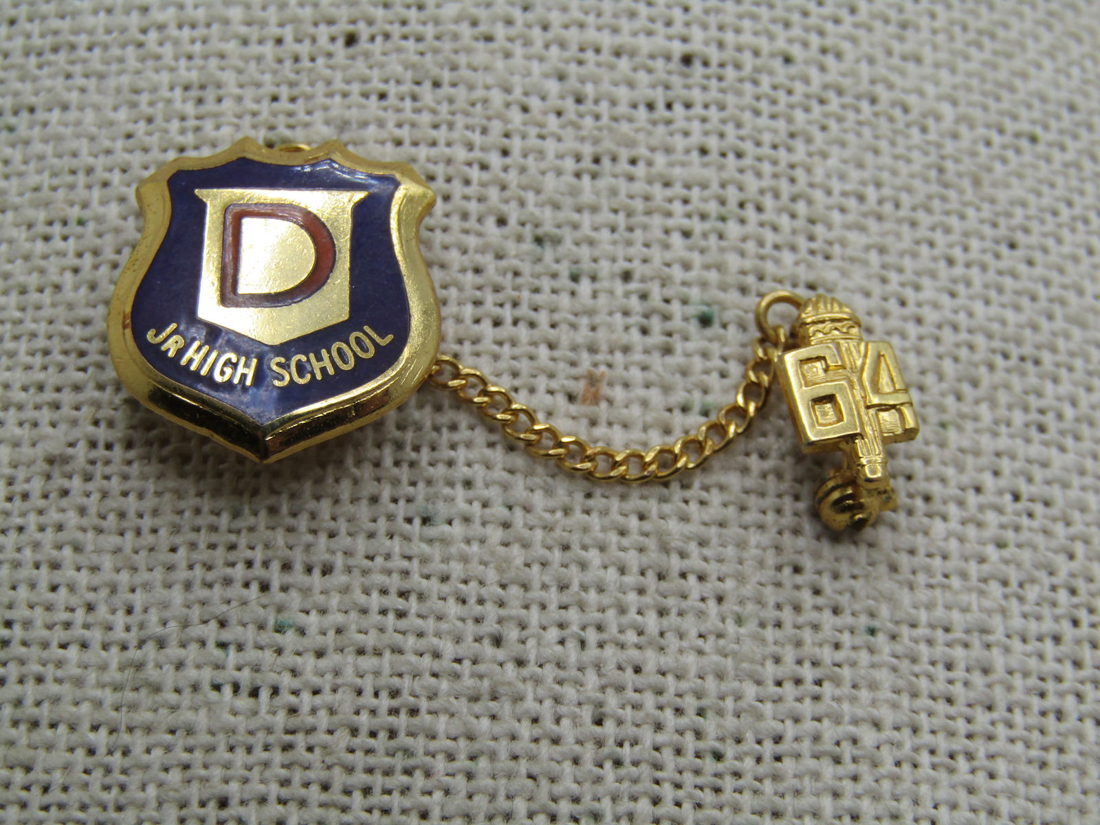 Vintage 1964 Danville Jr. High School Pin, 10kt G.F. - 3