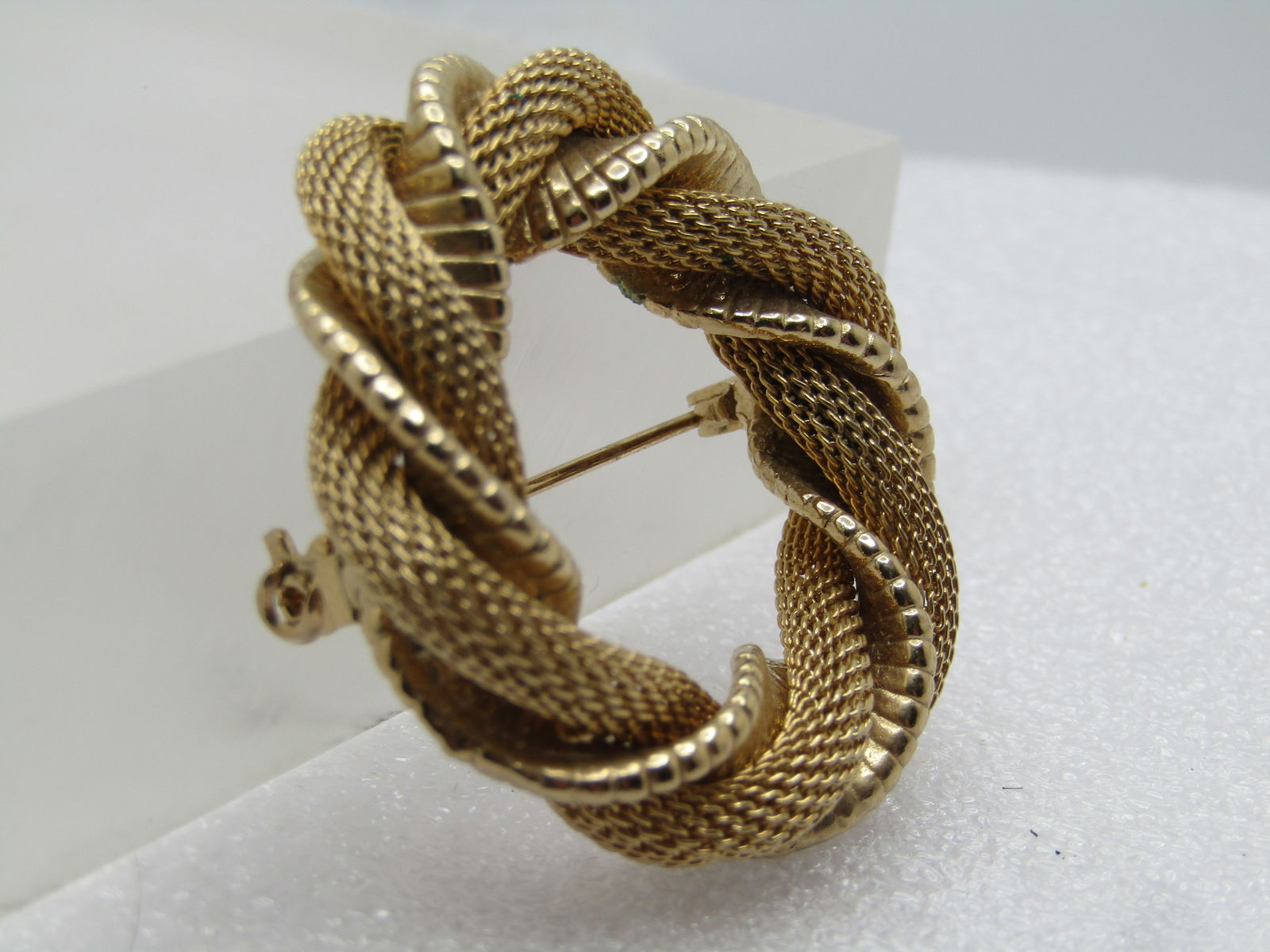 Vintage Gold Filled Mesh Circle Brooch, 1960's - 3