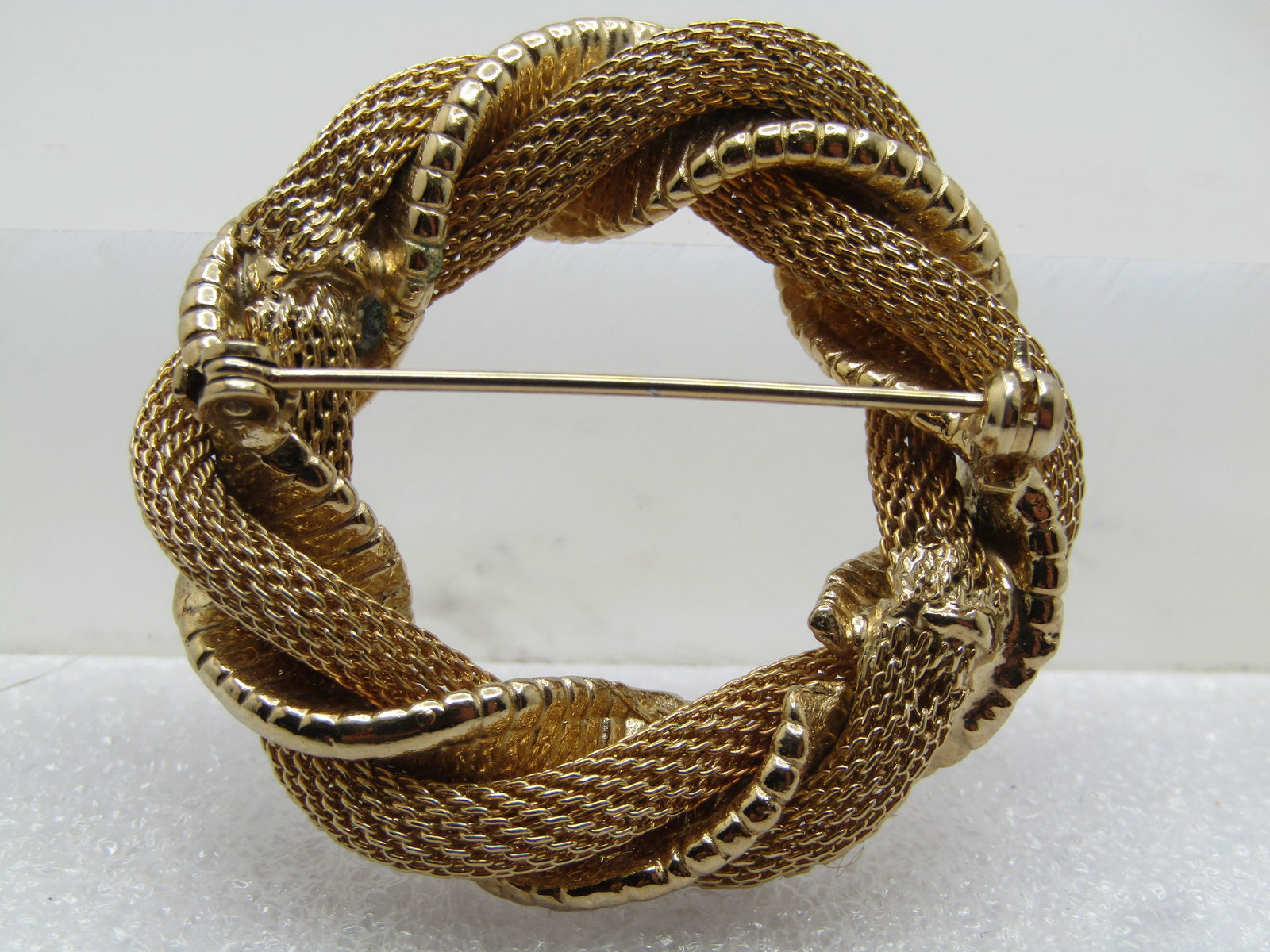 Vintage Gold Filled Mesh Circle Brooch, 1960's - 4