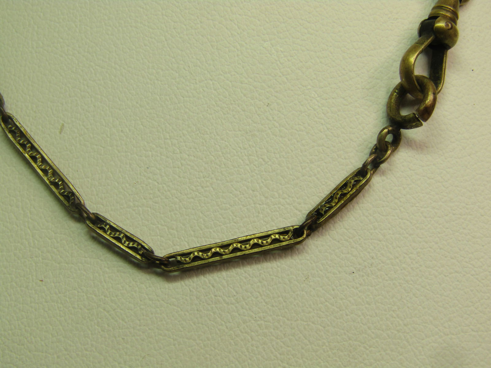 Antique 14kt G.F. Filigree Link Watch Chain, 14" 1800's-1910's, Signed - 2