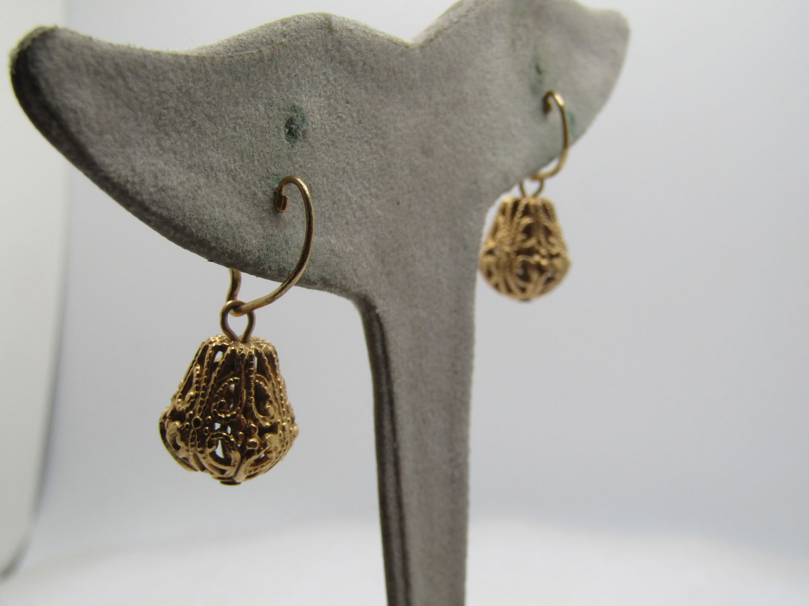 Vintage Filigree Drop Bead Earrings, Screwback, 10kt G.F., 1950's -1960's - 2