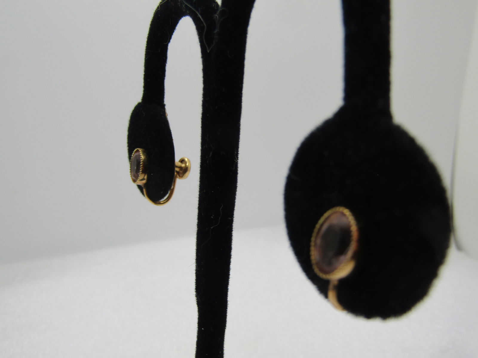 Vintage 12kt G.F. Pink Stone Earrings, Screwback, 1960's - 2