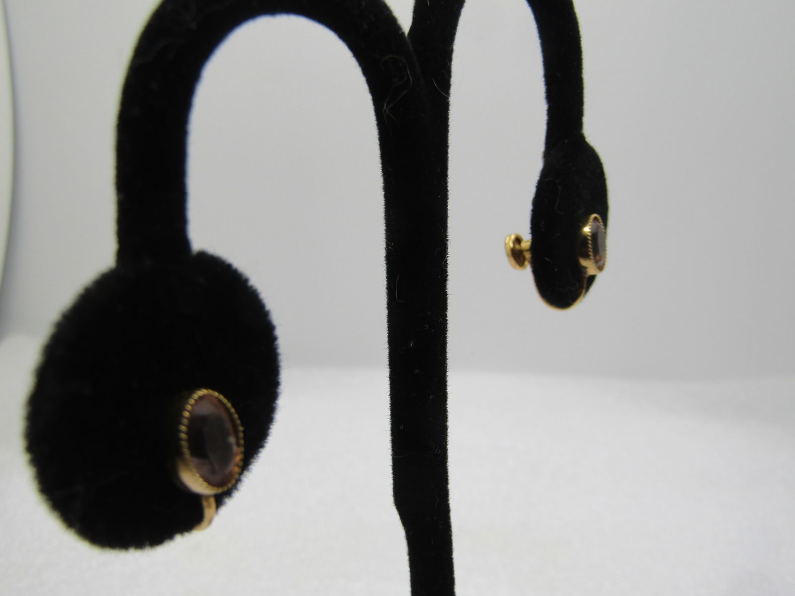 Vintage 12kt G.F. Pink Stone Earrings, Screwback, 1960's - 3