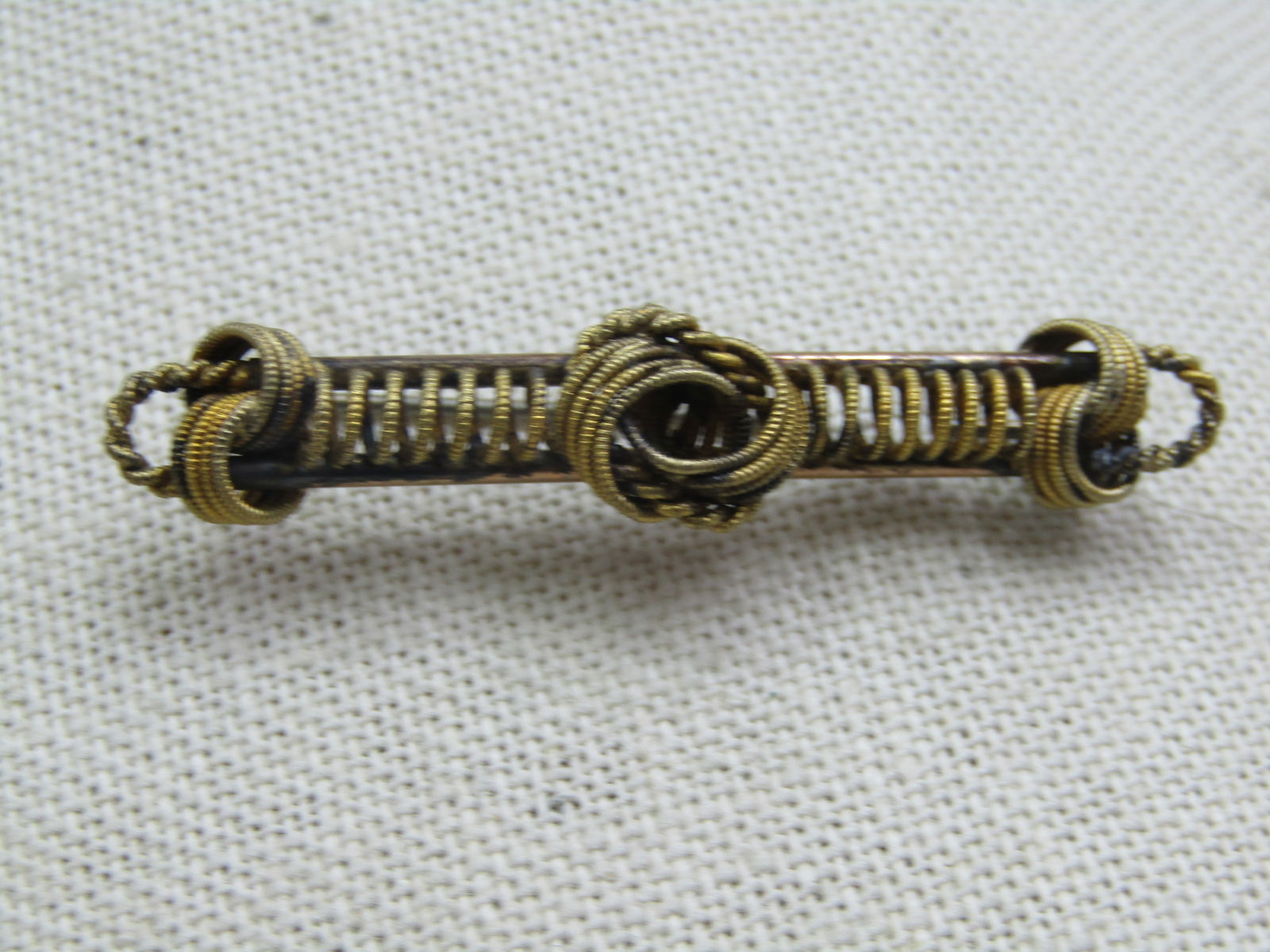 Victorian 12kt G.F. Bar Brooch, C-Clasp, 1800's - 4