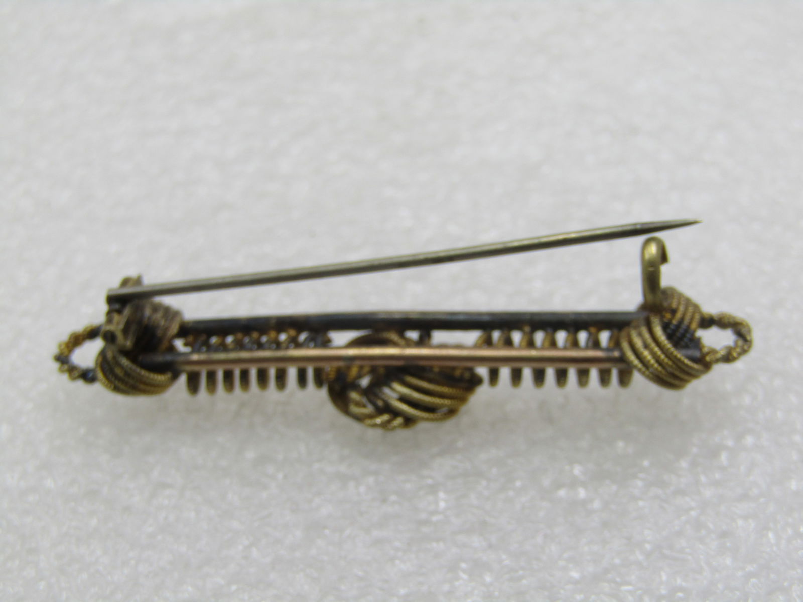 Victorian 12kt G.F. Bar Brooch, C-Clasp, 1800's - 6
