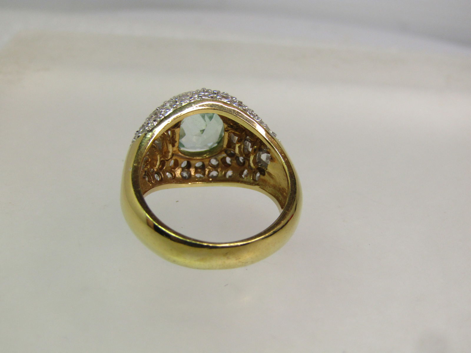 Vermeil Blue Topaz CZ Wide Ring, Sz. 7, Signed MRF, Marked .925 - 5