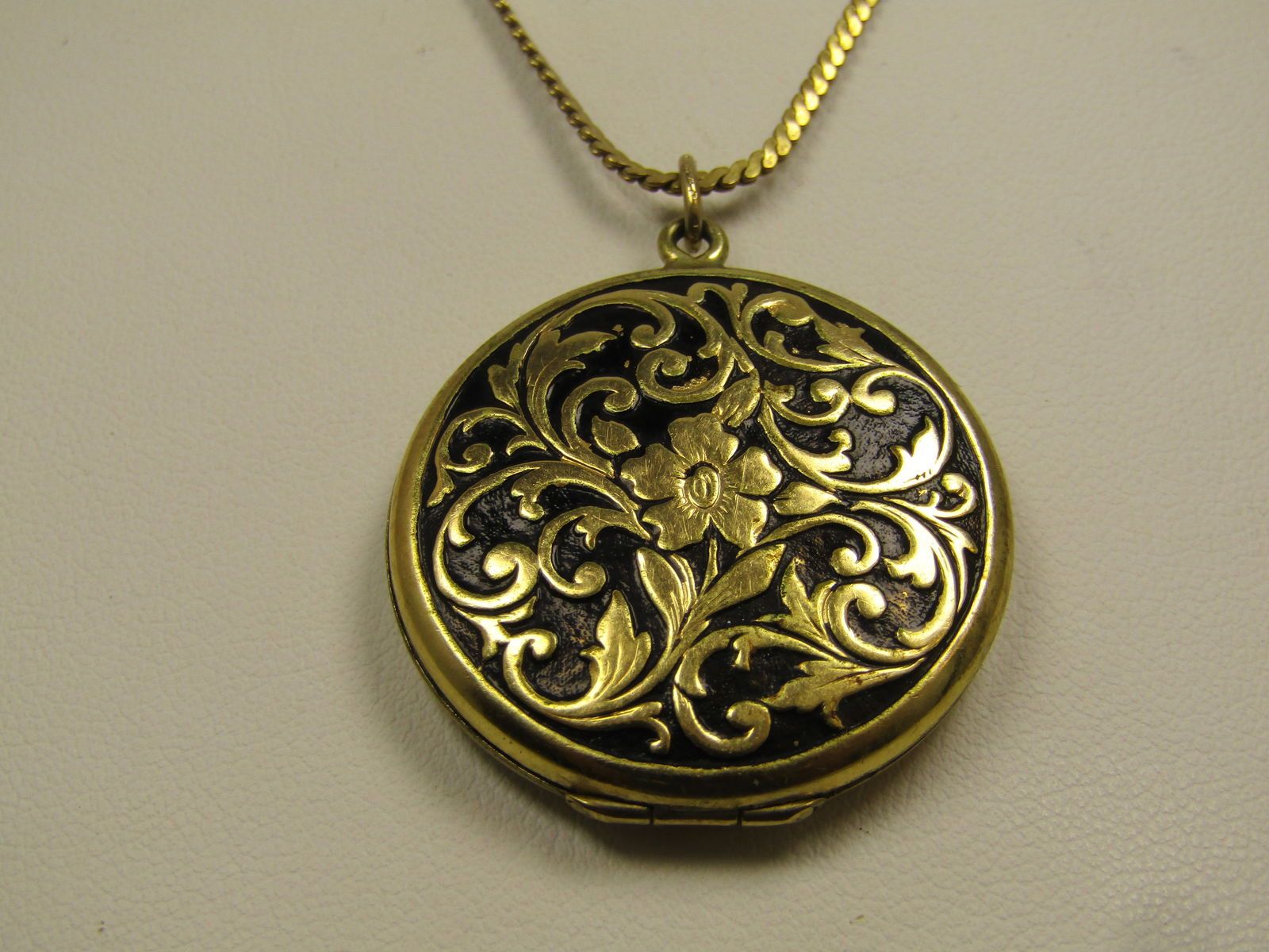 Vintage 14kt G.F. Floral Locket Necklace, 24". Signed JMI, 1950's-1960's - 3
