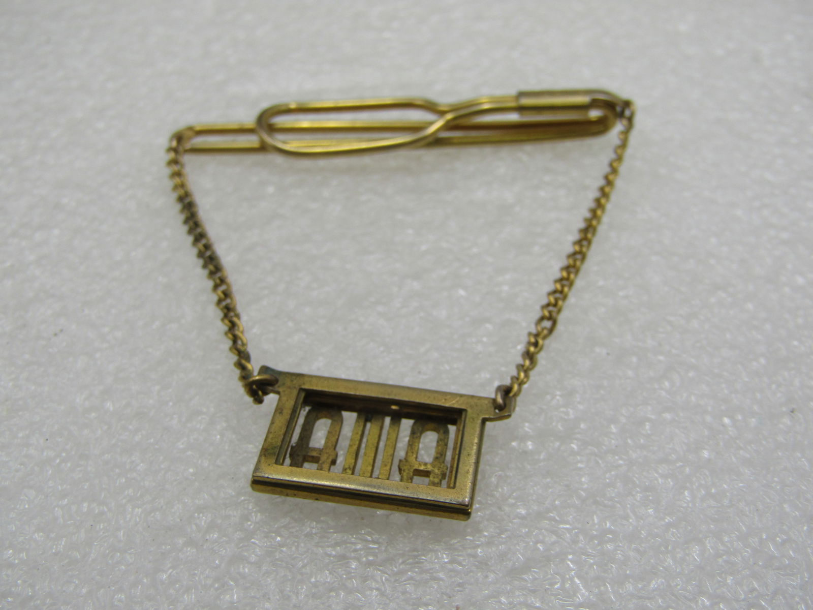 Vintage Swank Tie Bar, Framed AWA Initial Drop, 1940's-1950's, 2.25" - 4