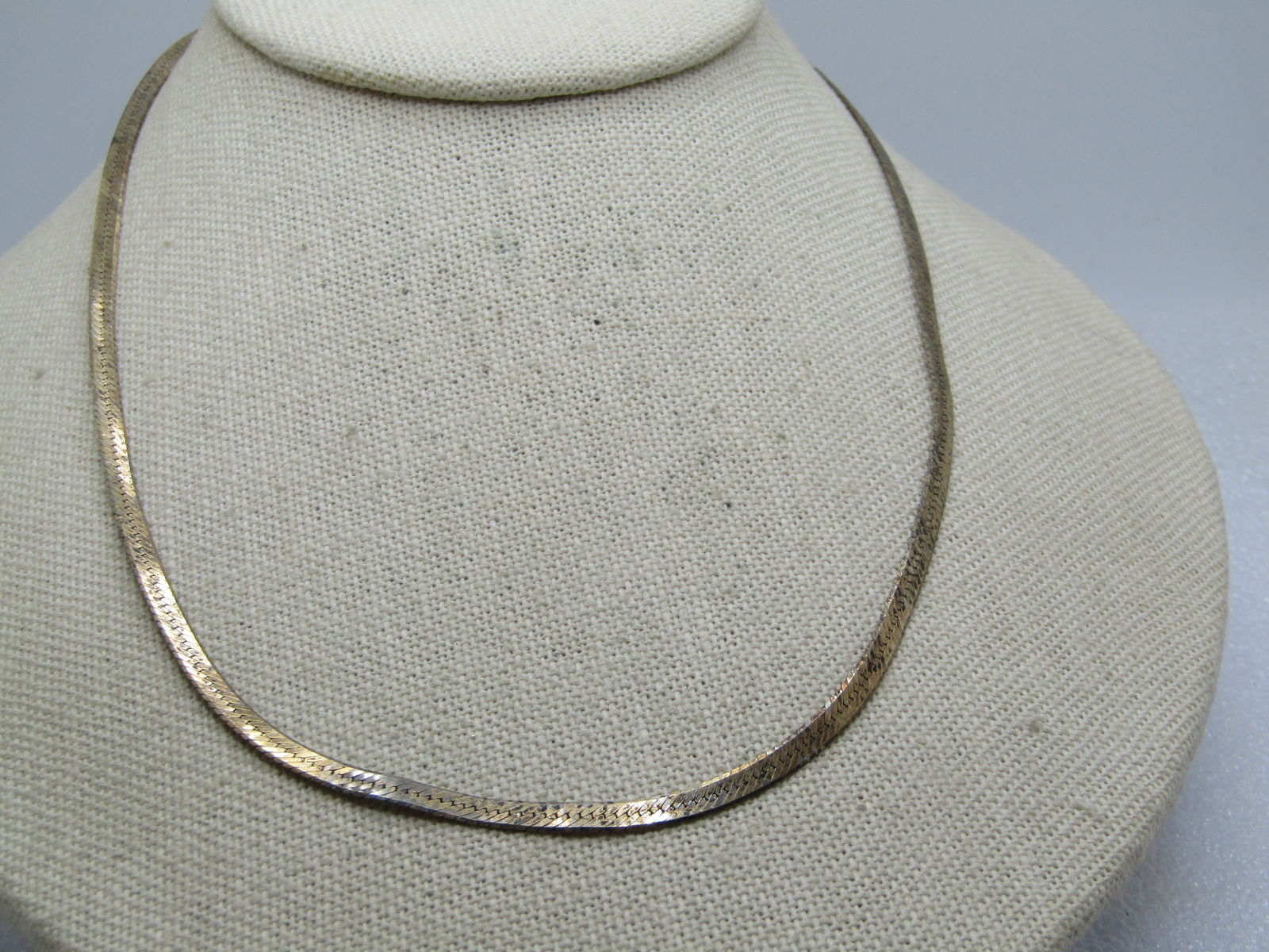 Vintage Herringbone Necklace, 3mm, 18" Long Signed, 1980's-1990's - 2
