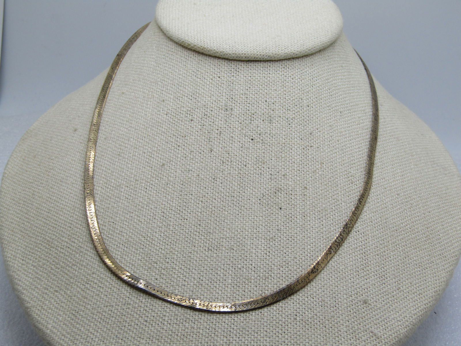 Vintage Herringbone Necklace, 3mm, 18" Long Signed, 1980's-1990's - 3