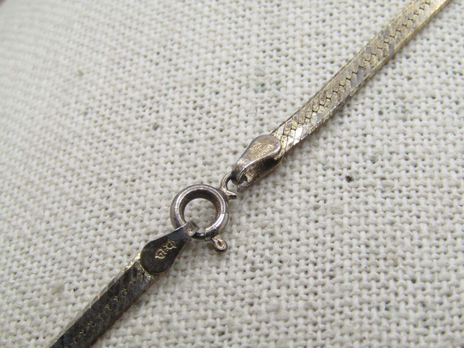 Vintage Herringbone Necklace, 3mm, 18" Long Signed, 1980's-1990's - 5