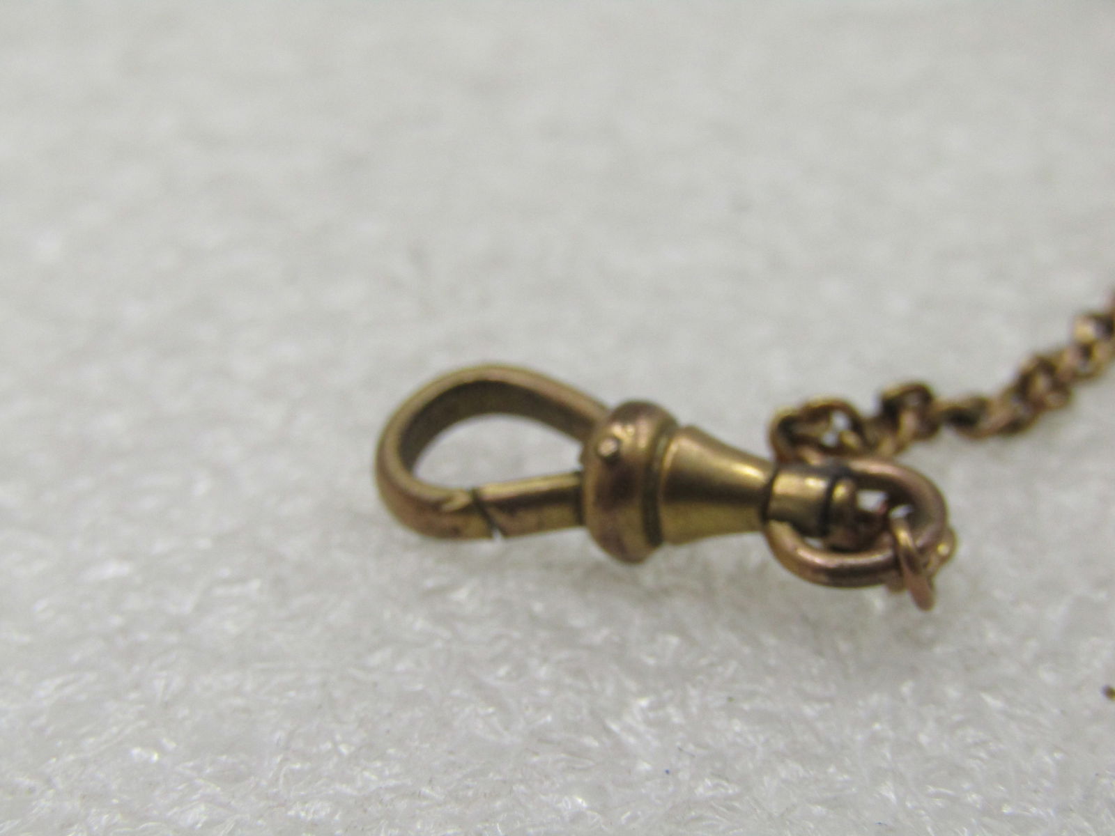 Antique 10kt G.F Early 1900's Watch Chain with Button and Clip, 9", Signed WHB&Co - 5