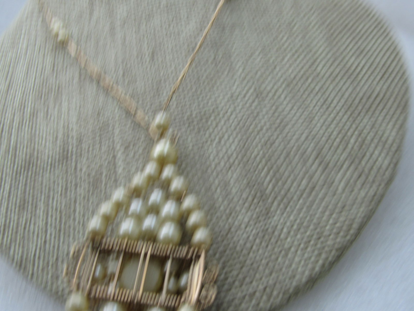 Vintage 12kt G.F. Faux Pearl Long Link Necklace, Hand-Made, 17" - 6