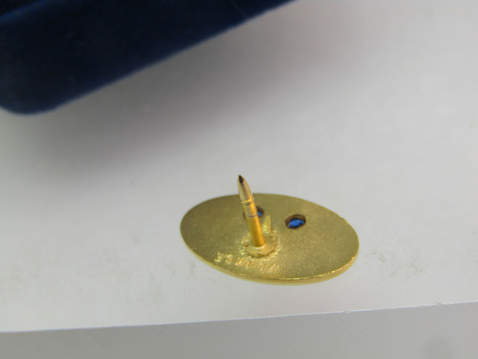 Vintage 10kt GF PP&L Employee Service Pin, Two Blue Spinel Stones - 3