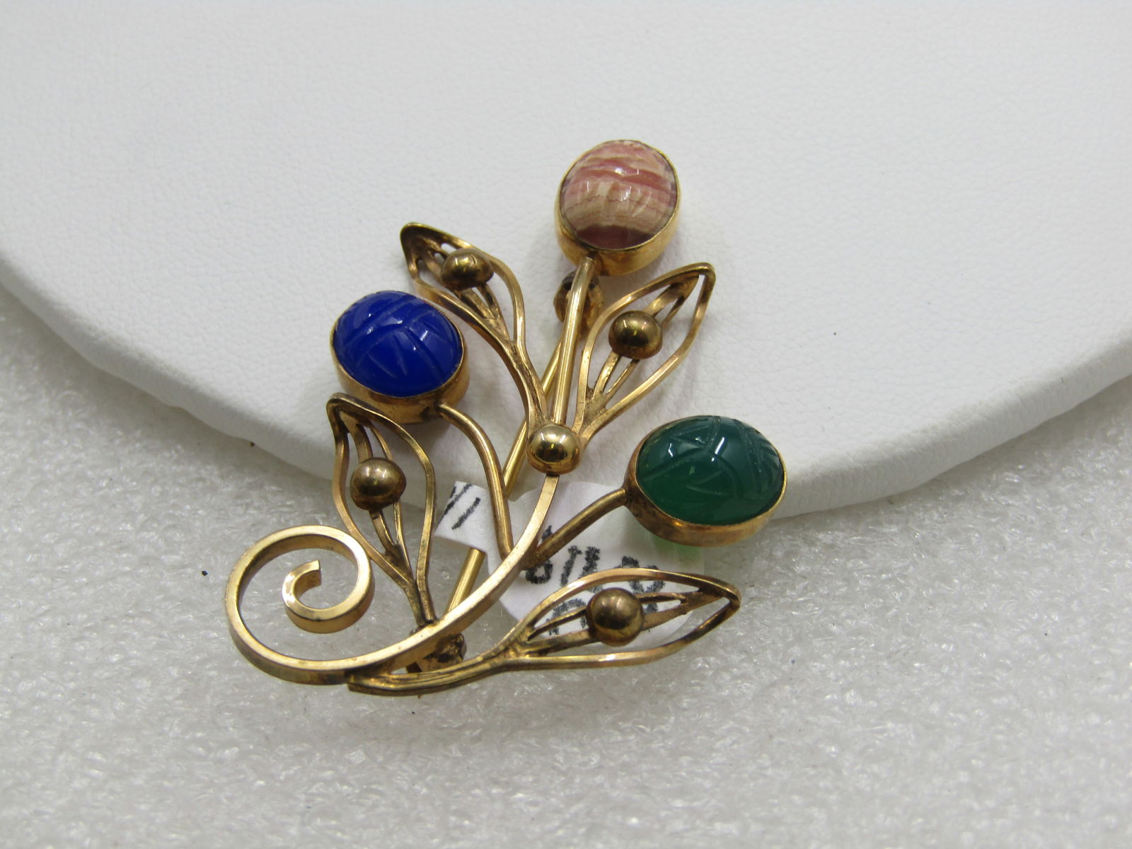 Vintage 12kt G.F. Scarab Brooch, Floral Design, 1960's - 3
