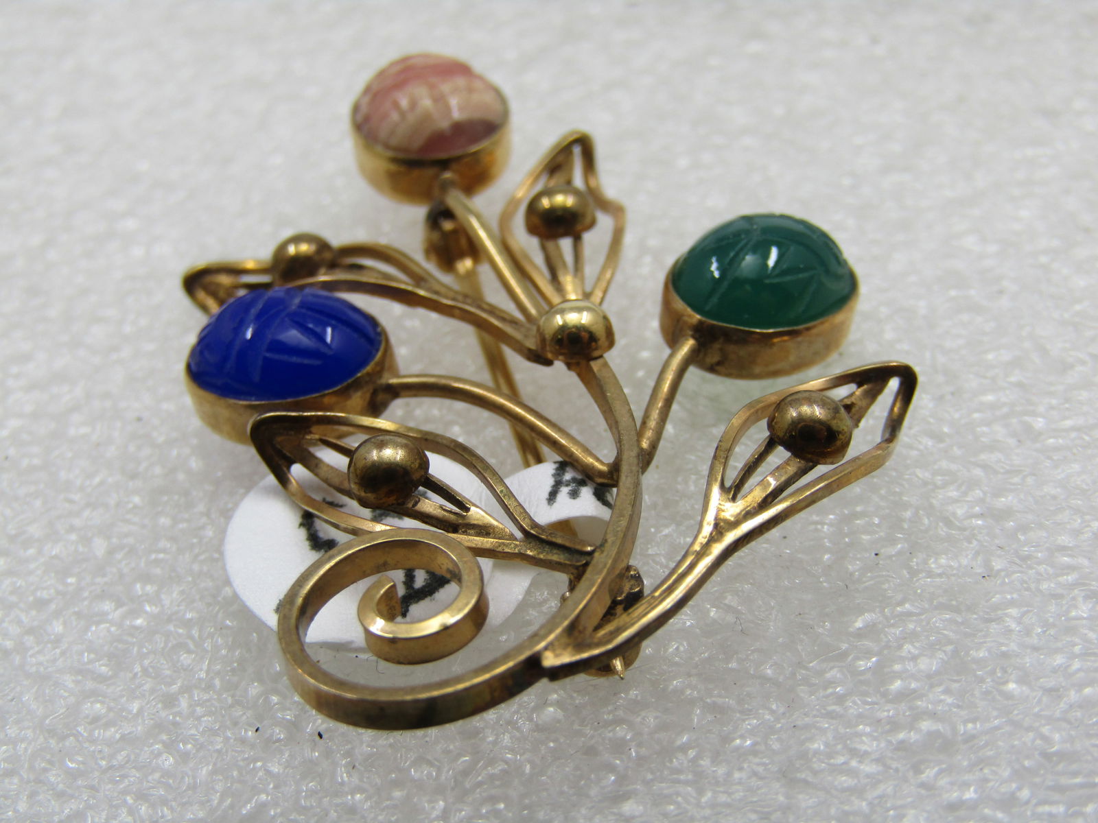 Vintage 12kt G.F. Scarab Brooch, Floral Design, 1960's - 5