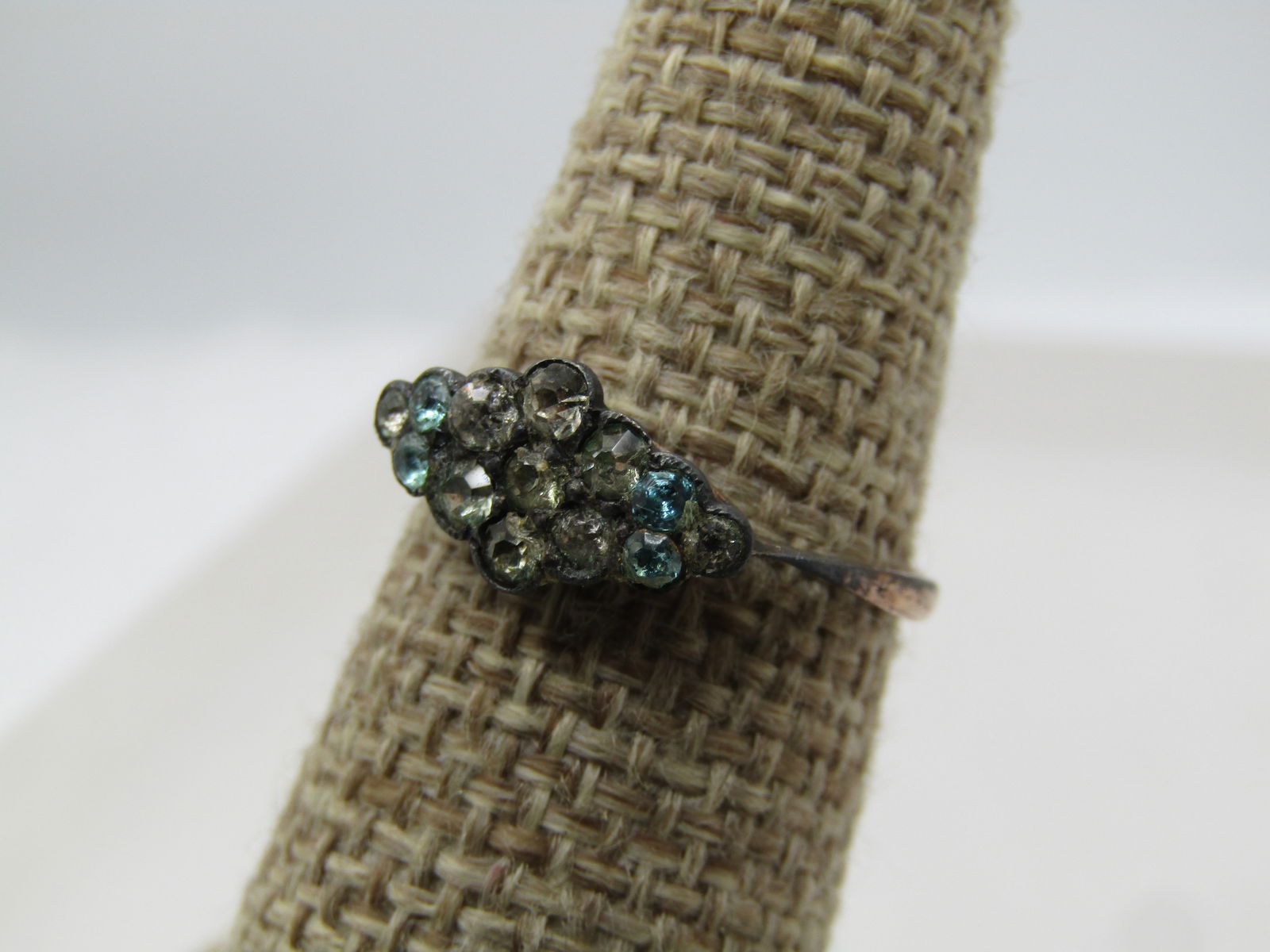 Vintage 10kt GF Aqua & Clear Stone Ring, Sz. 6.75, 1920's-1930's - 3
