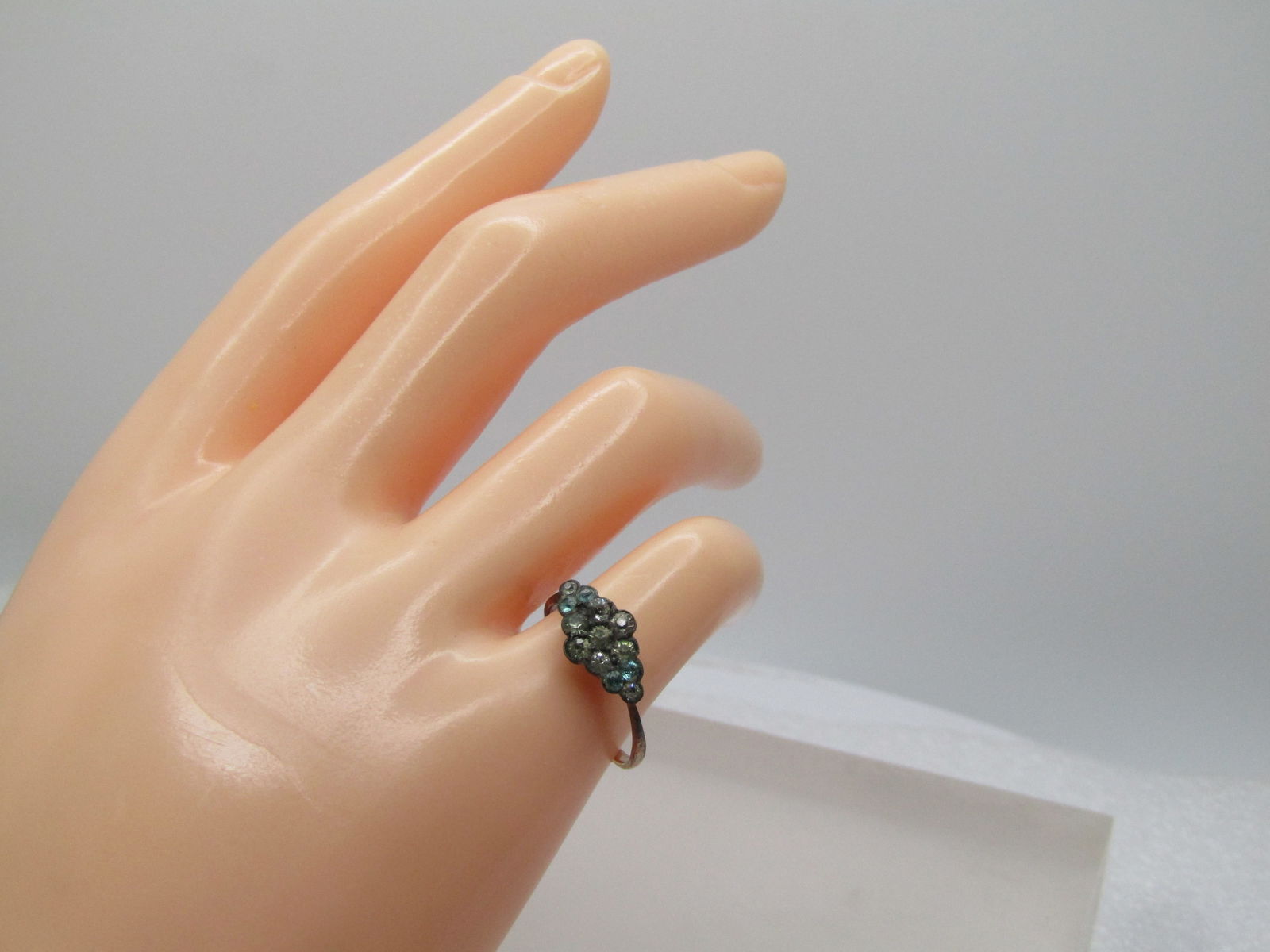 Vintage 10kt GF Aqua & Clear Stone Ring, Sz. 6.75, 1920's-1930's - 8