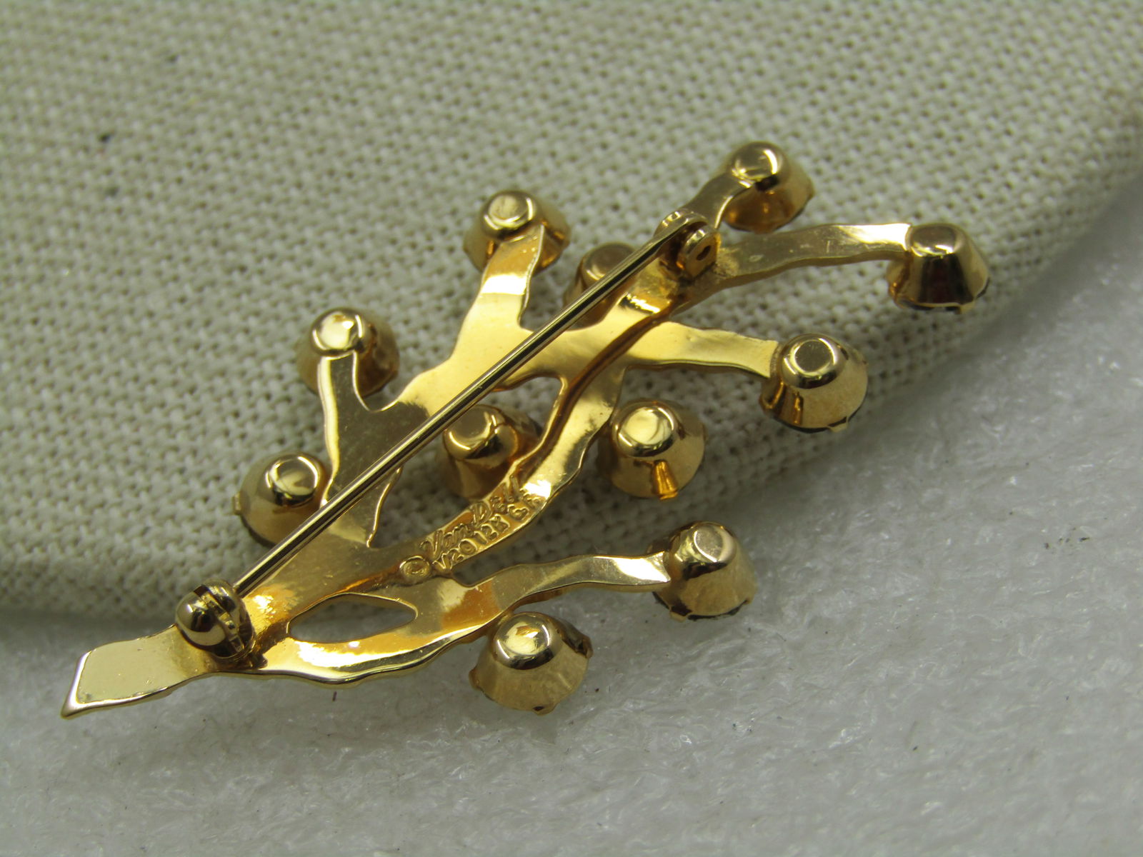 Vintage 12kt G.F. Van Dell Rhinestone Branch Brooch, 1960's-1970's - 4