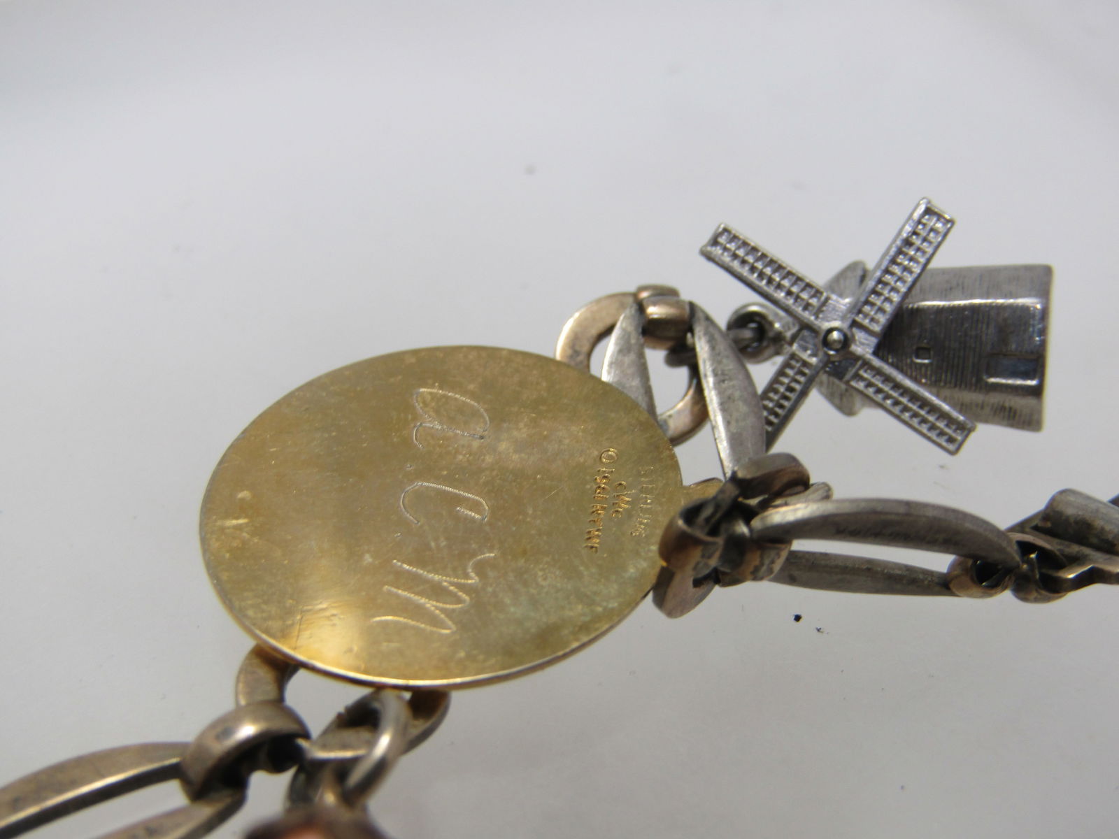 Vintage Sterling Charm Bracelet, 7.75: 6 Charms, 1960's, Some Signed - 5