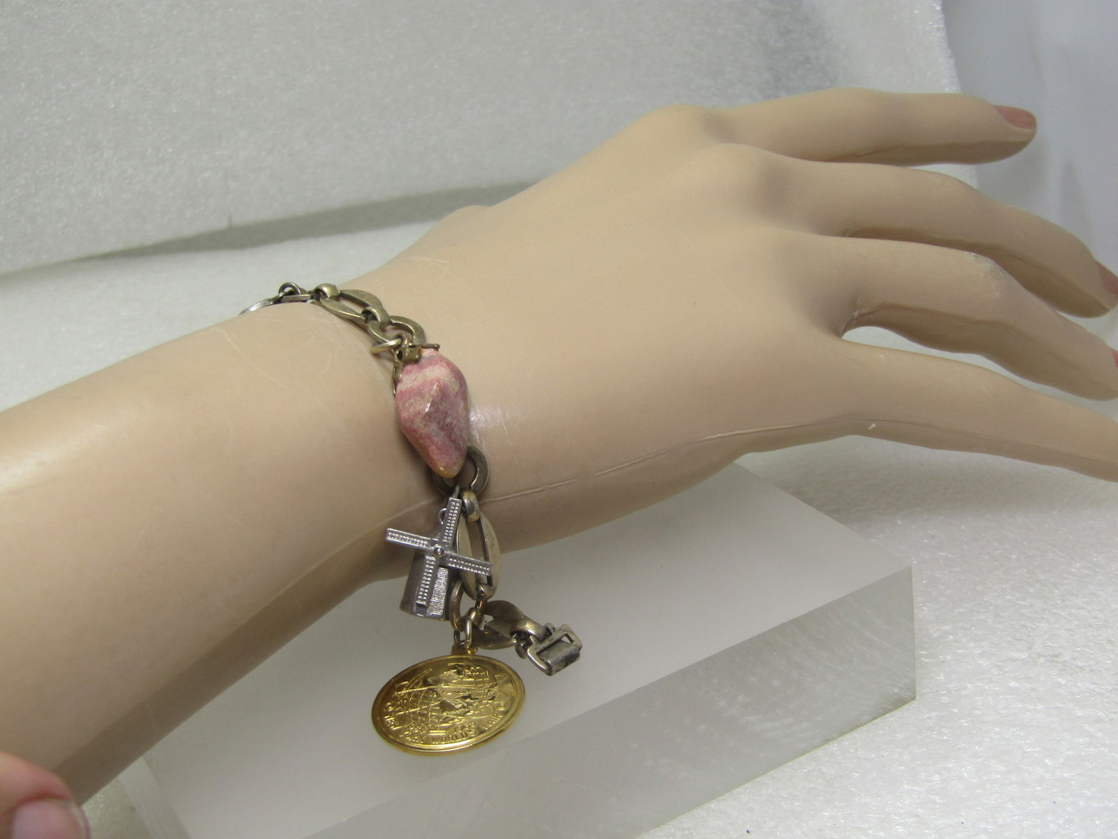 Vintage Sterling Charm Bracelet, 7.75: 6 Charms, 1960's, Some Signed - 7