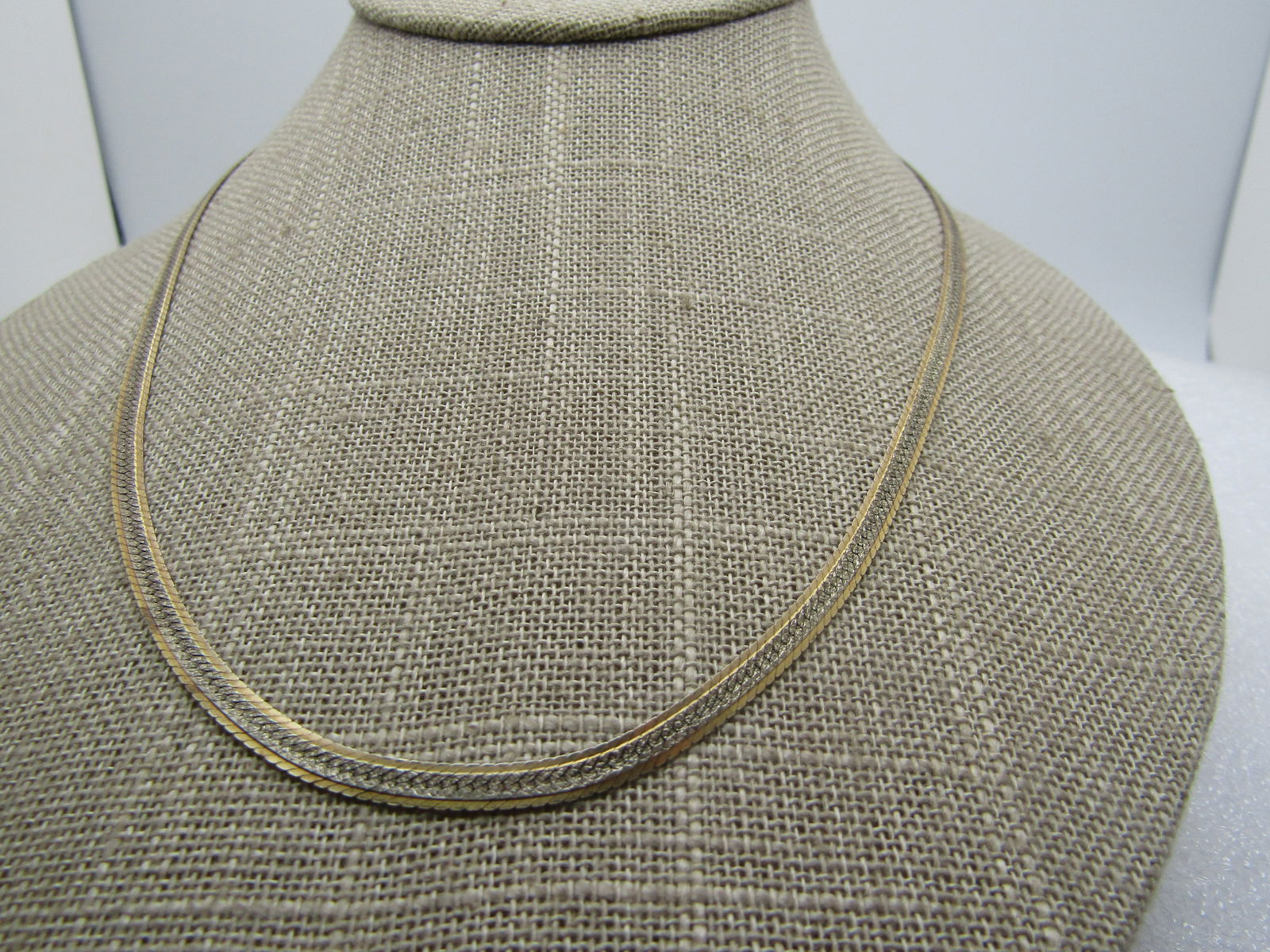 Vintage Sterling Vermeil Herringbone Chain, 18", Reversible, 1980's-1990's - 2