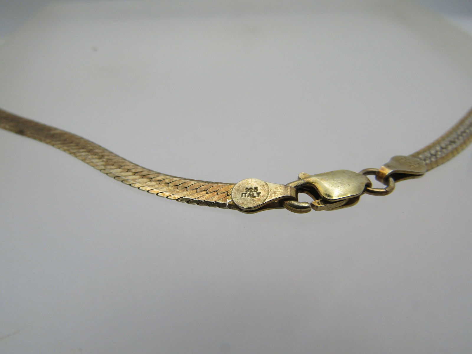 Vintage Sterling Vermeil Herringbone Chain, 18", Reversible, 1980's-1990's - 4