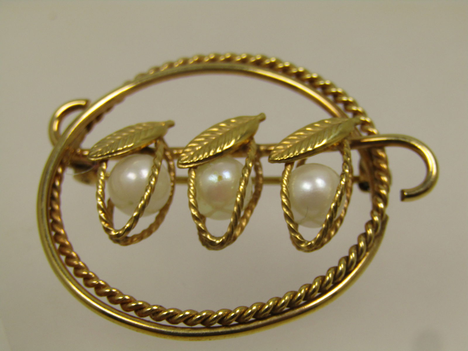 Vintage 14kt G.F. Cultured Pearl Brooch, Signed AMCO, 1950's-1960's - 5