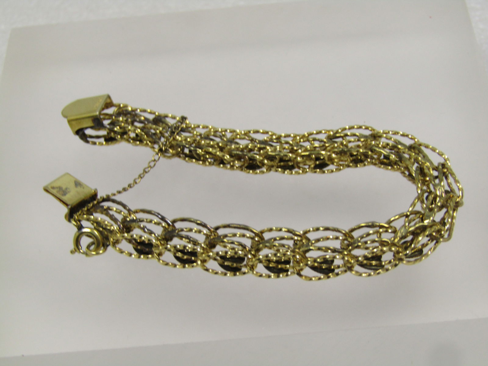 Vintage 12kt G.F. Heart Link Bracelet, 7.5", 8mm wide, 1960's-1970's - 4